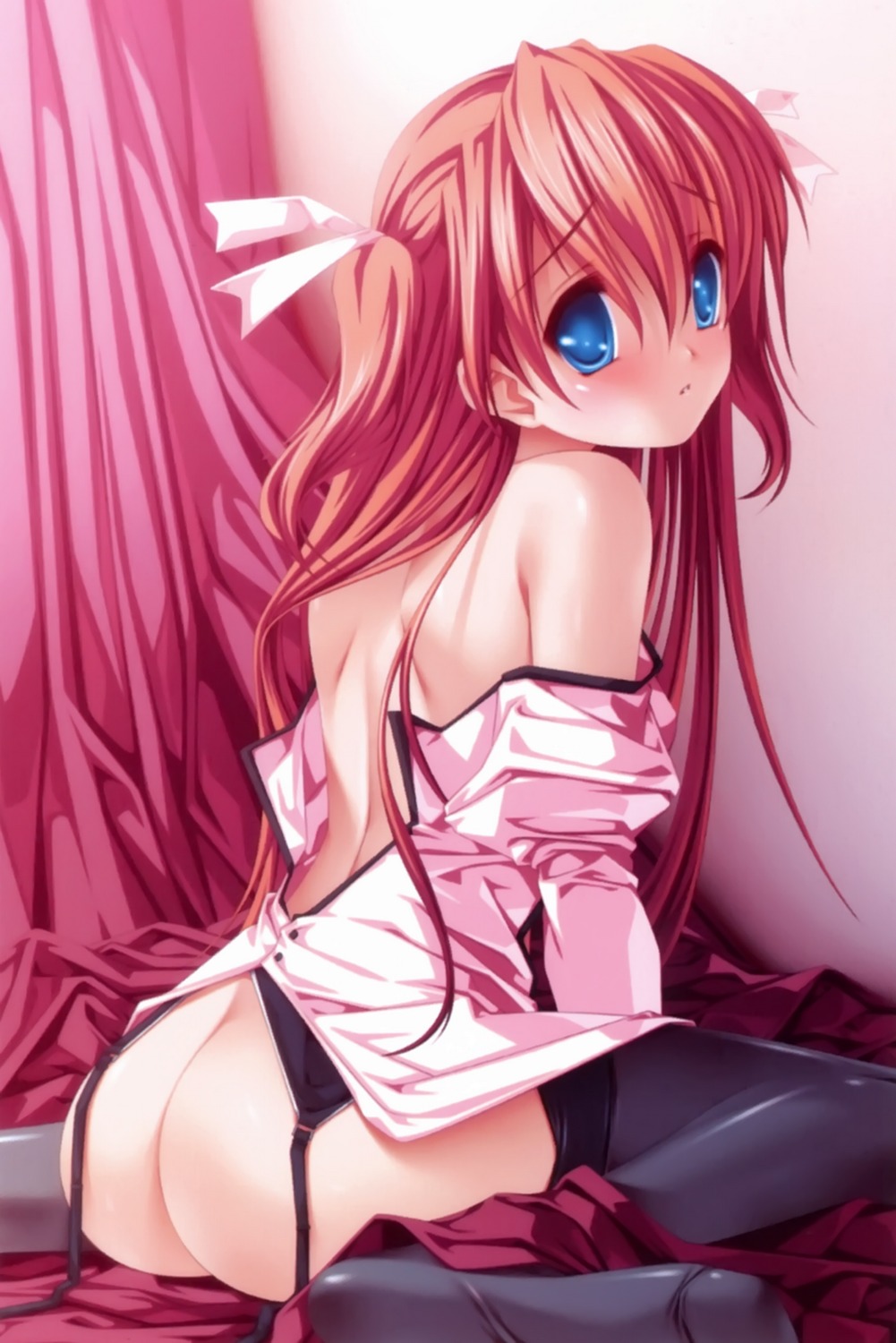 ass axl garter_belt kashimashi_communication kishino_jun nopan senomoto_hisashi stockings thighhighs undressing