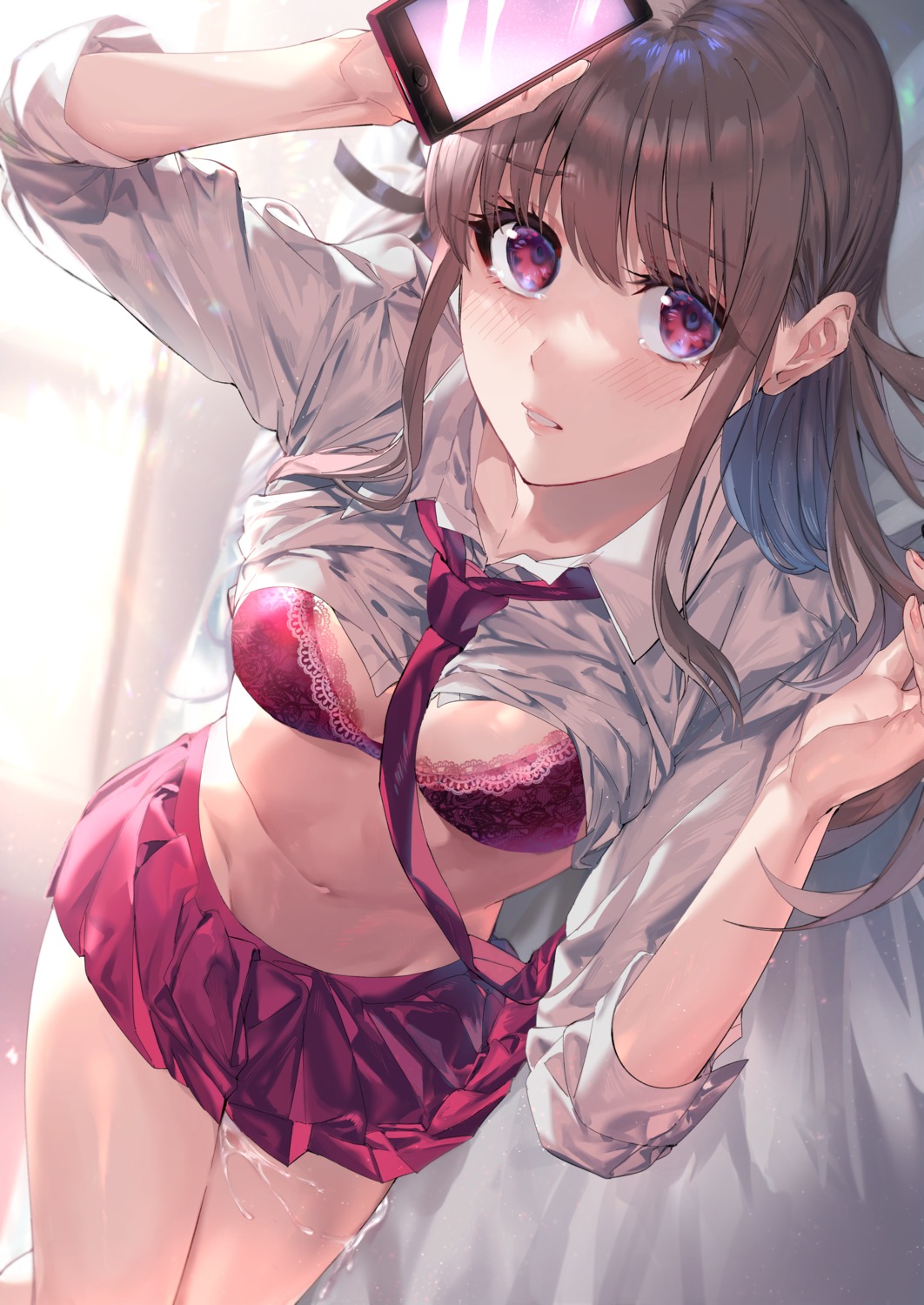 betti_(maron) cleavage cum seifuku shirt_lift skirt_lift