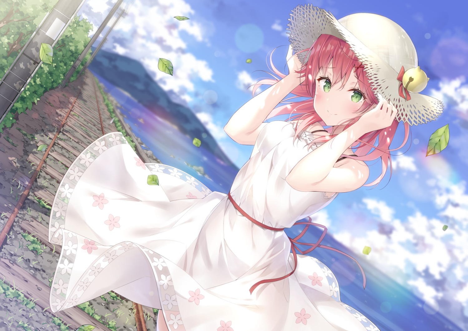 dress hazuki_kaname hololive sakura_miko see_through skirt_lift summer_dress