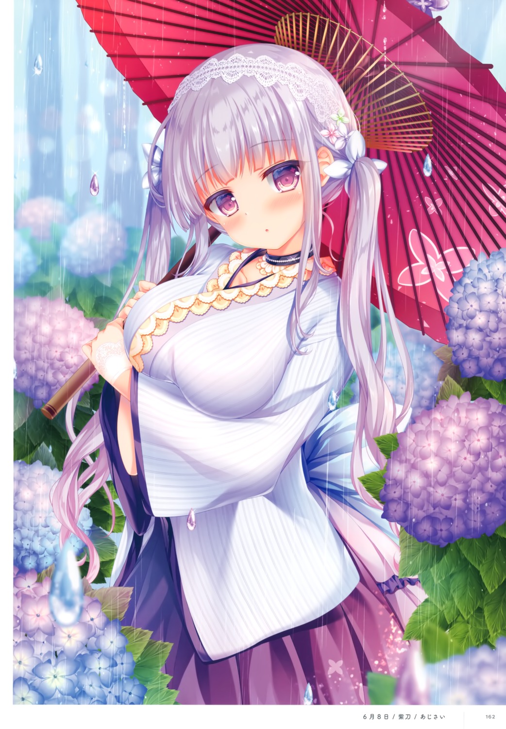 asian_clothes breast_hold shitou umbrella