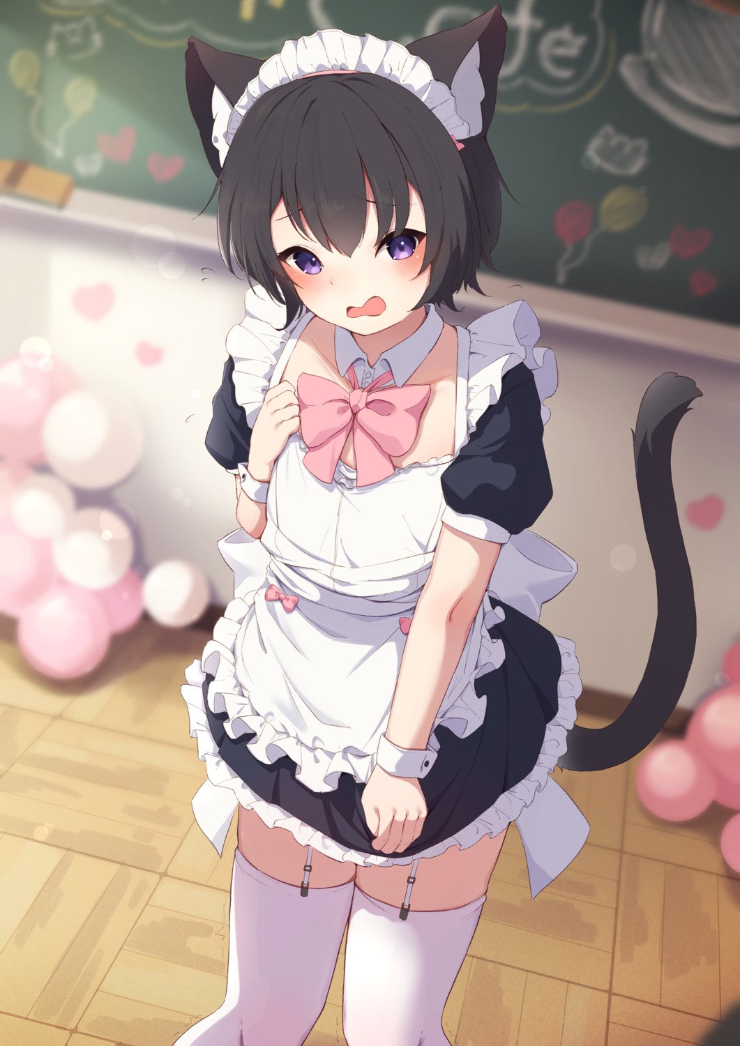 animal_ears hinata_(pixiv53862745) maid nekomimi stockings tail thighhighs