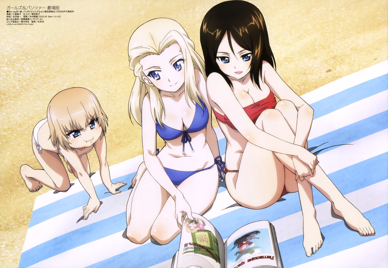 bikini clara_(girls_und_panzer) cleavage feet girls_und_panzer katyusha nonna ogura_noriko swimsuits