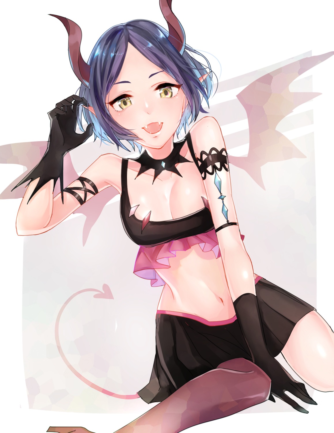 cleavage hayami_kanade horns mairo pantyhose pointy_ears tail the_idolm@ster the_idolm@ster_cinderella_girls wings