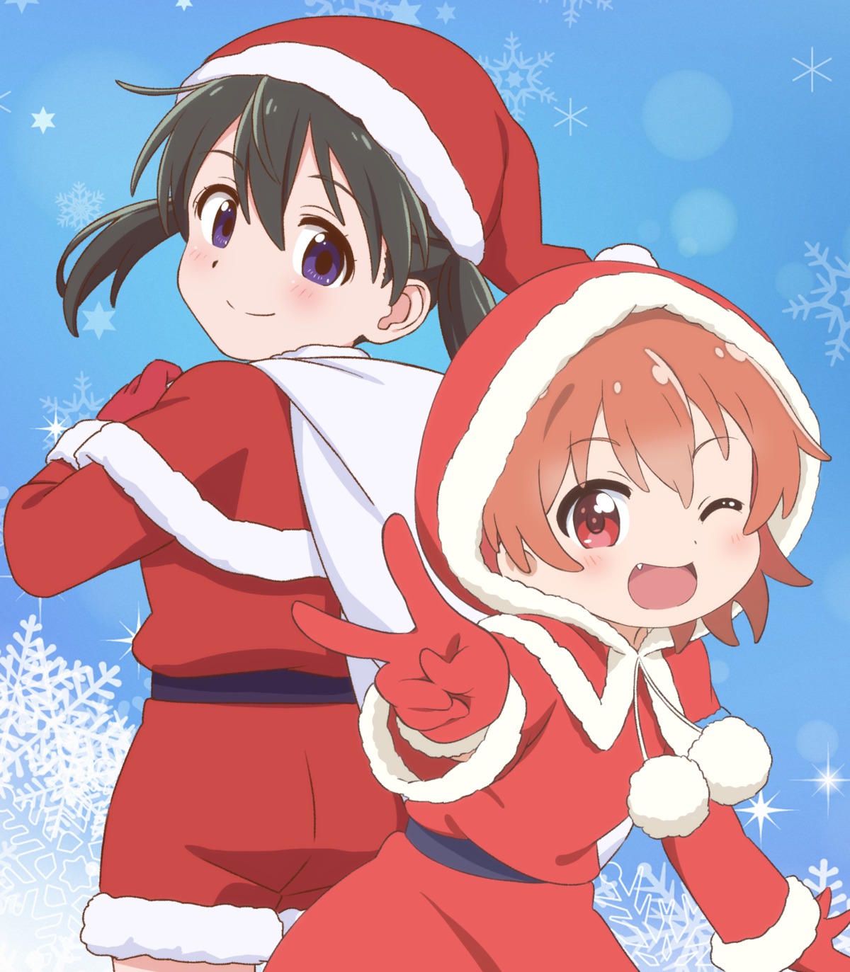 christmas crossover decocharaseal hoshino_hinata kuraue_hinata watashi_ni_tenshi_ga_maiorita! yama_no_susume