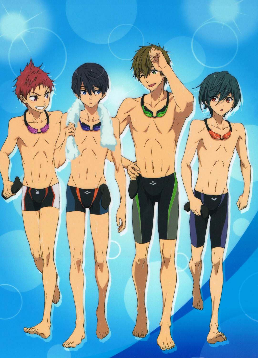 free! high_speed! kirishima_ikuya male nanase_haruka shiina_asahi swimsuits tachibana_makoto