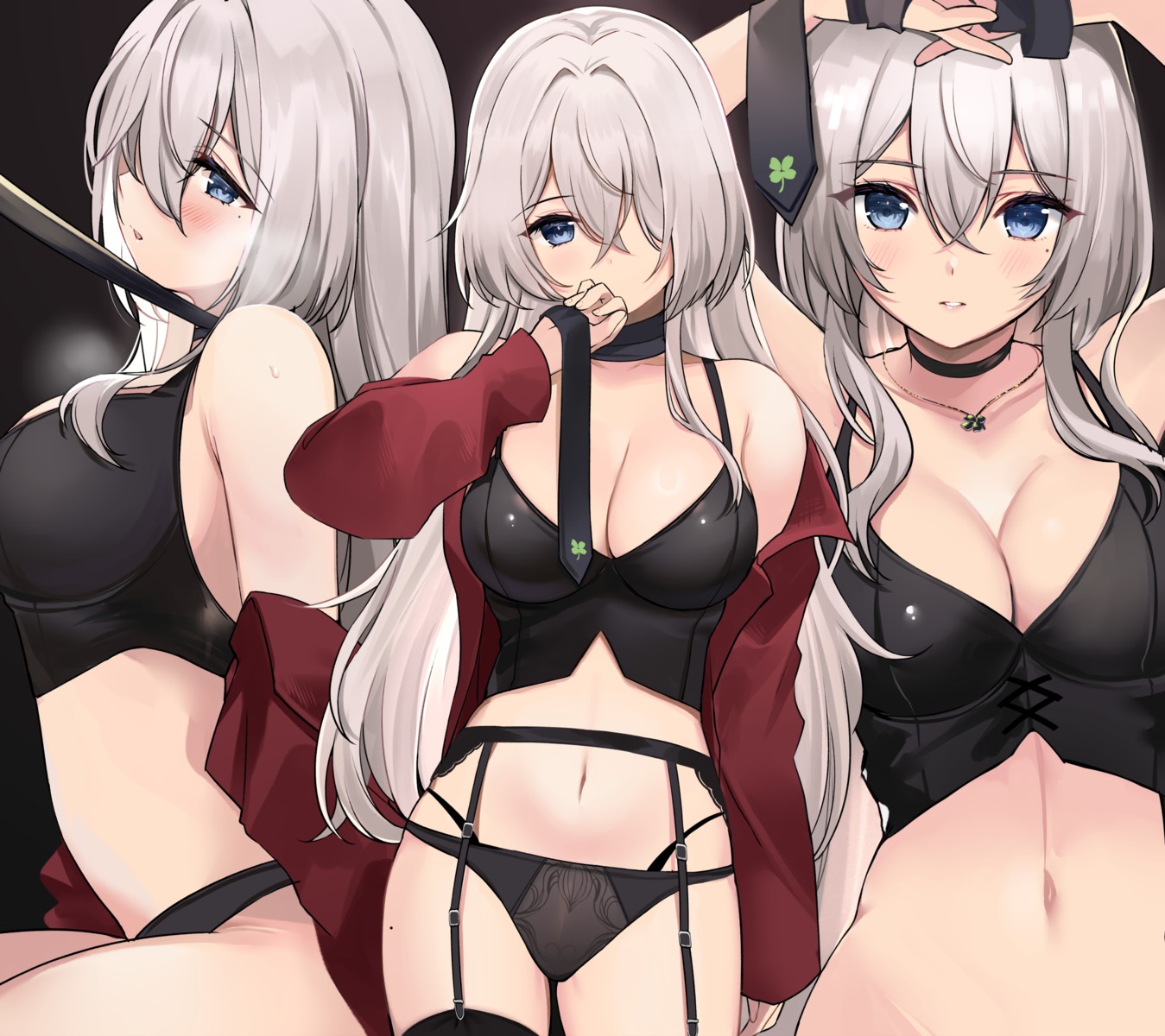 bra garter_belt lingerie open_shirt pantsu ry_thae sanyu_(ry_thae) stockings thighhighs