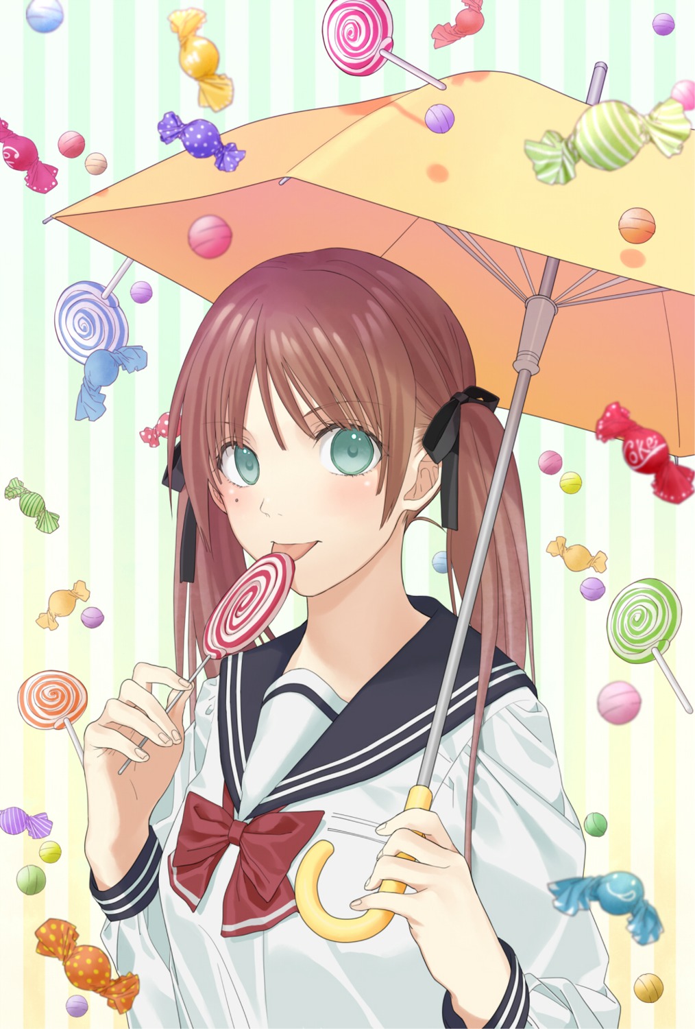 kosagi_midori seifuku umbrella