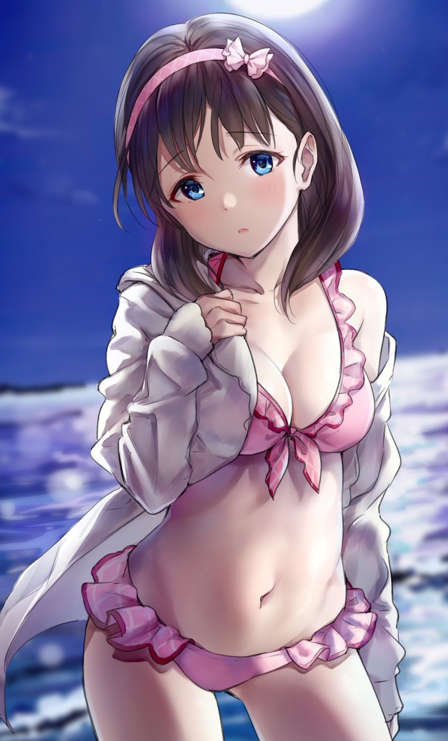 bikini cleavage open_shirt sakuma_mayu swimsuits takeya_y0615 the_idolm@ster the_idolm@ster_cinderella_girls