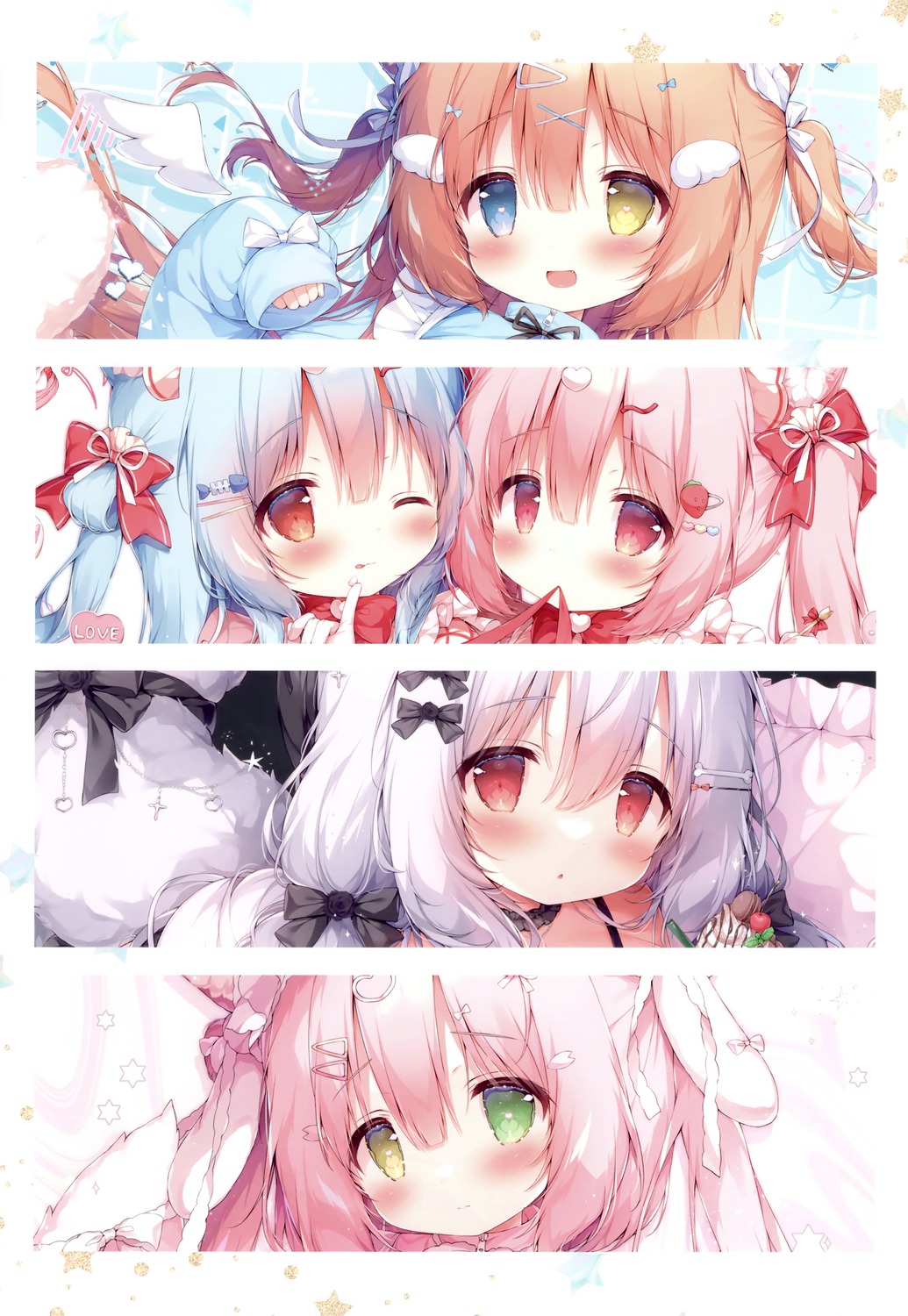 animal_ears bunny_ears heterochromia mochi_peach momozu_komamochi