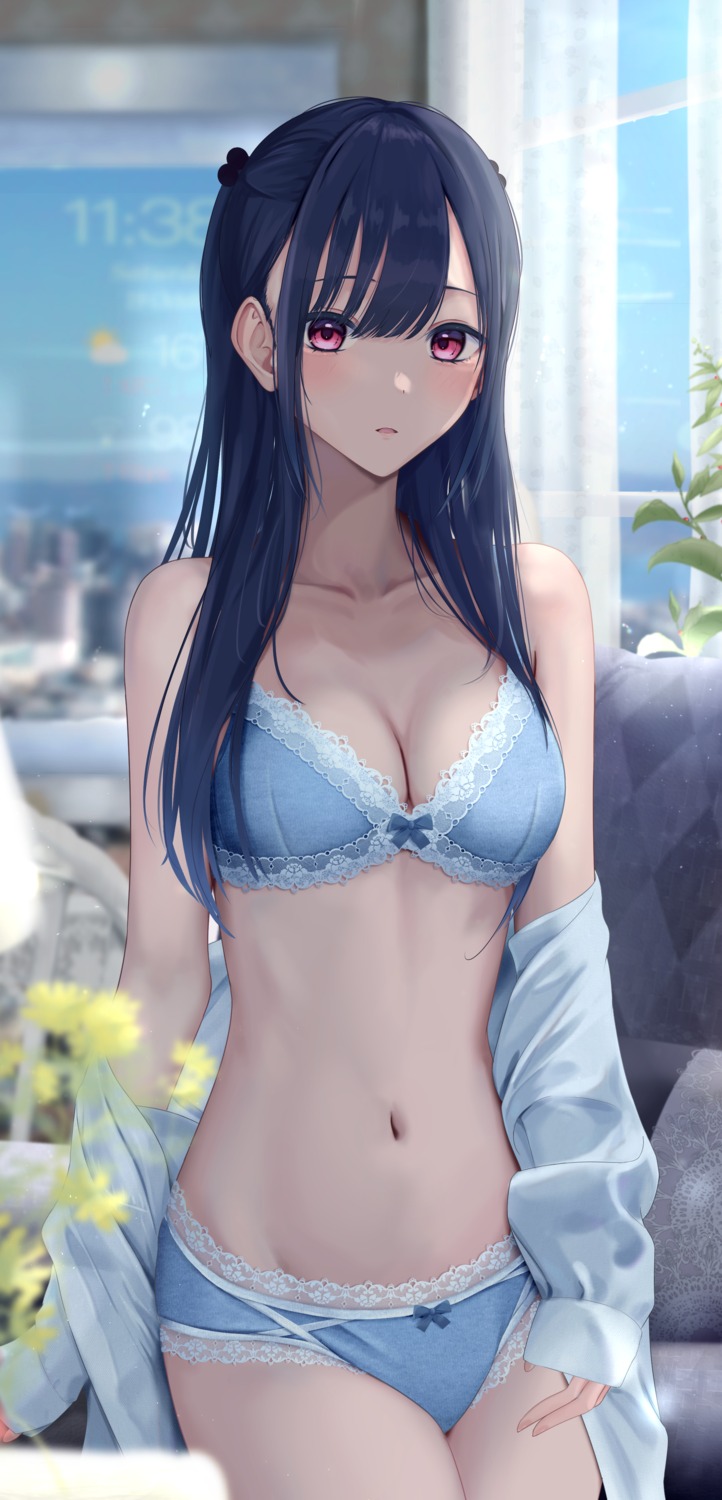 bra cleavage inaka_44 open_shirt pantsu