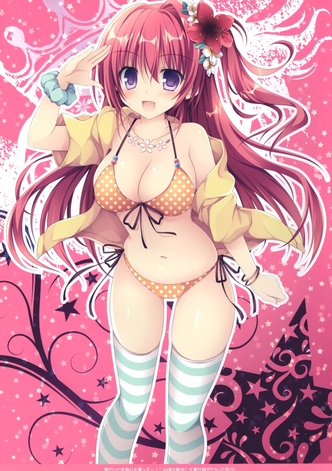 bikini nanaroba_hana open_shirt swimsuits thighhighs