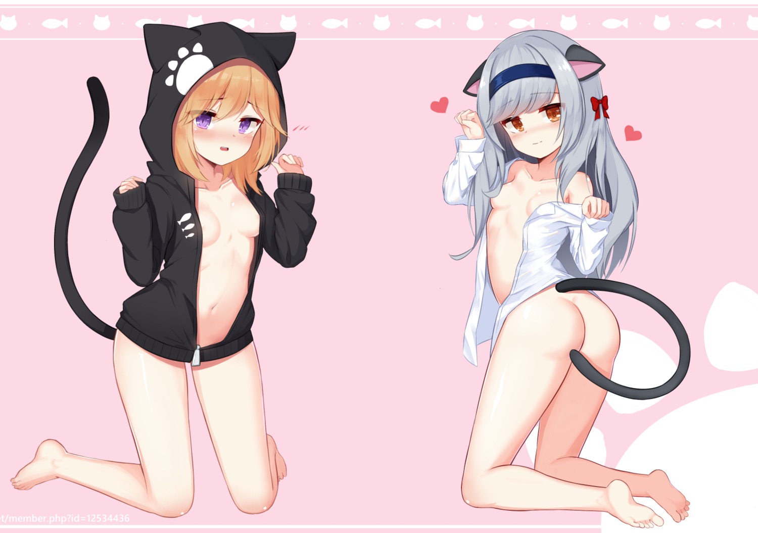 animal_ears ass bottomless dress_shirt loli nekomimi no_bra open_shirt tagme tail