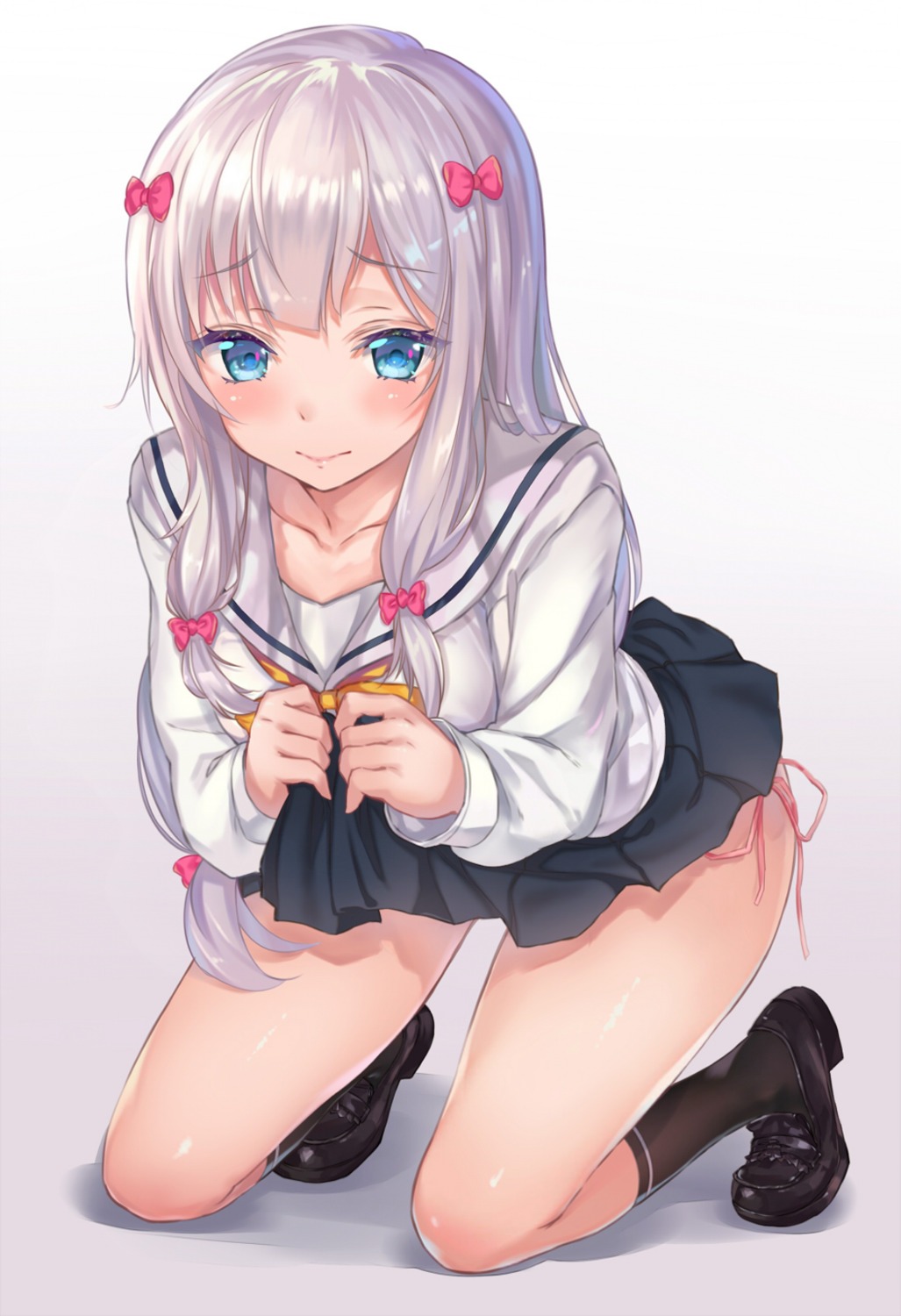 aimee_(emi) eromanga-sensei heels izumi_sagiri pantsu seifuku skirt_lift string_panties