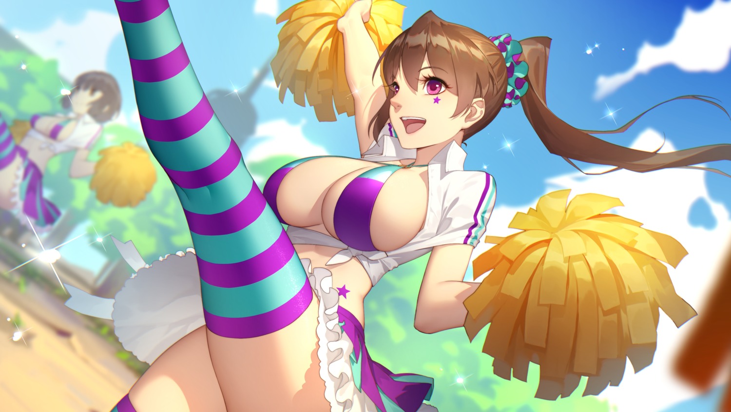 bikini_top cheerleader jimolianzhanji swimsuits thank_star thighhighs