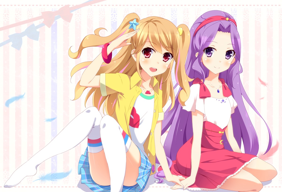 aikatsu! kanzaki_mizuki kurono_yuzuko natsuki_mikuru thighhighs