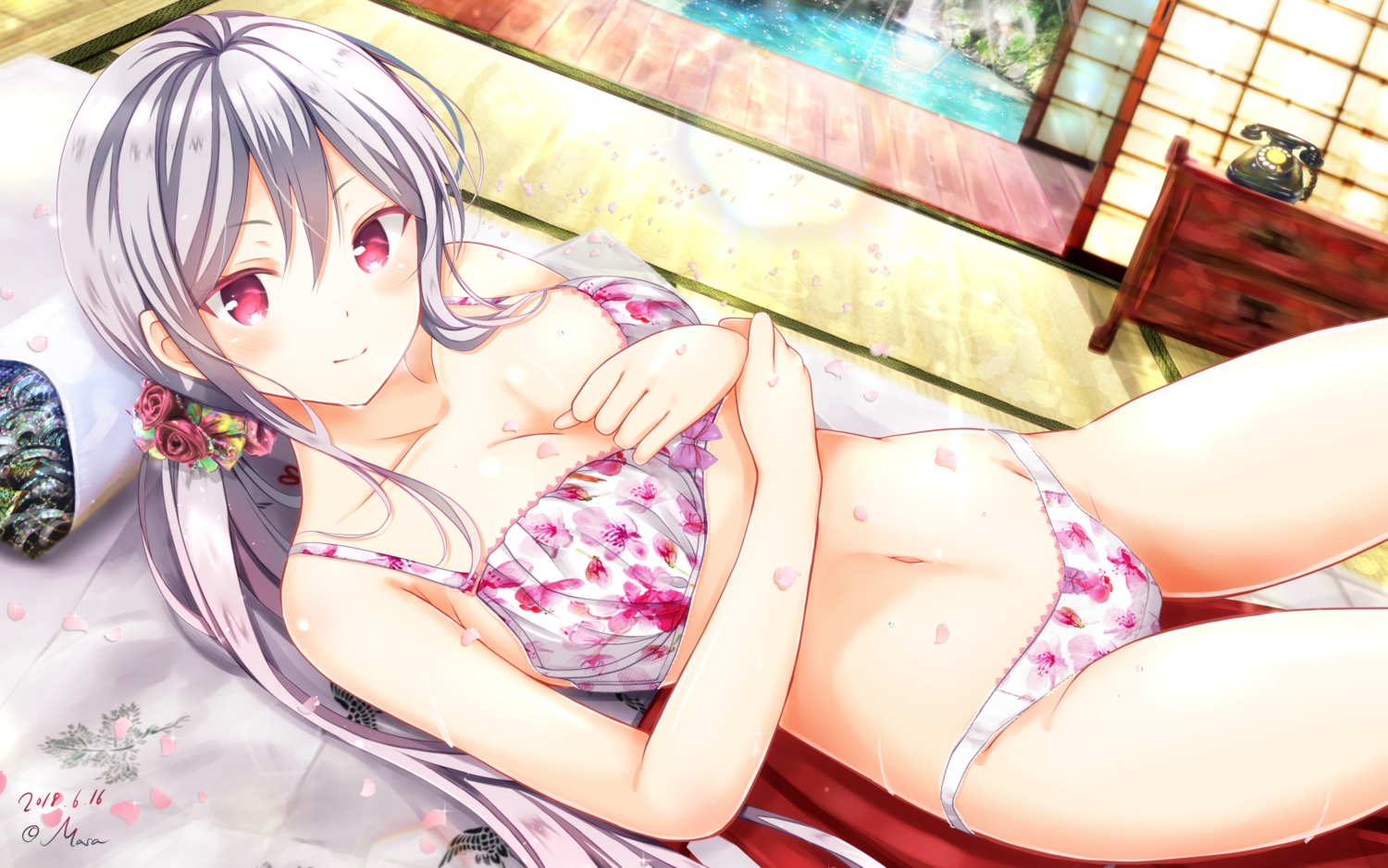 bra breast_hold cleavage girlfriend_(kari) masa_(mirage77) pantsu shigetou_akiho wallpaper