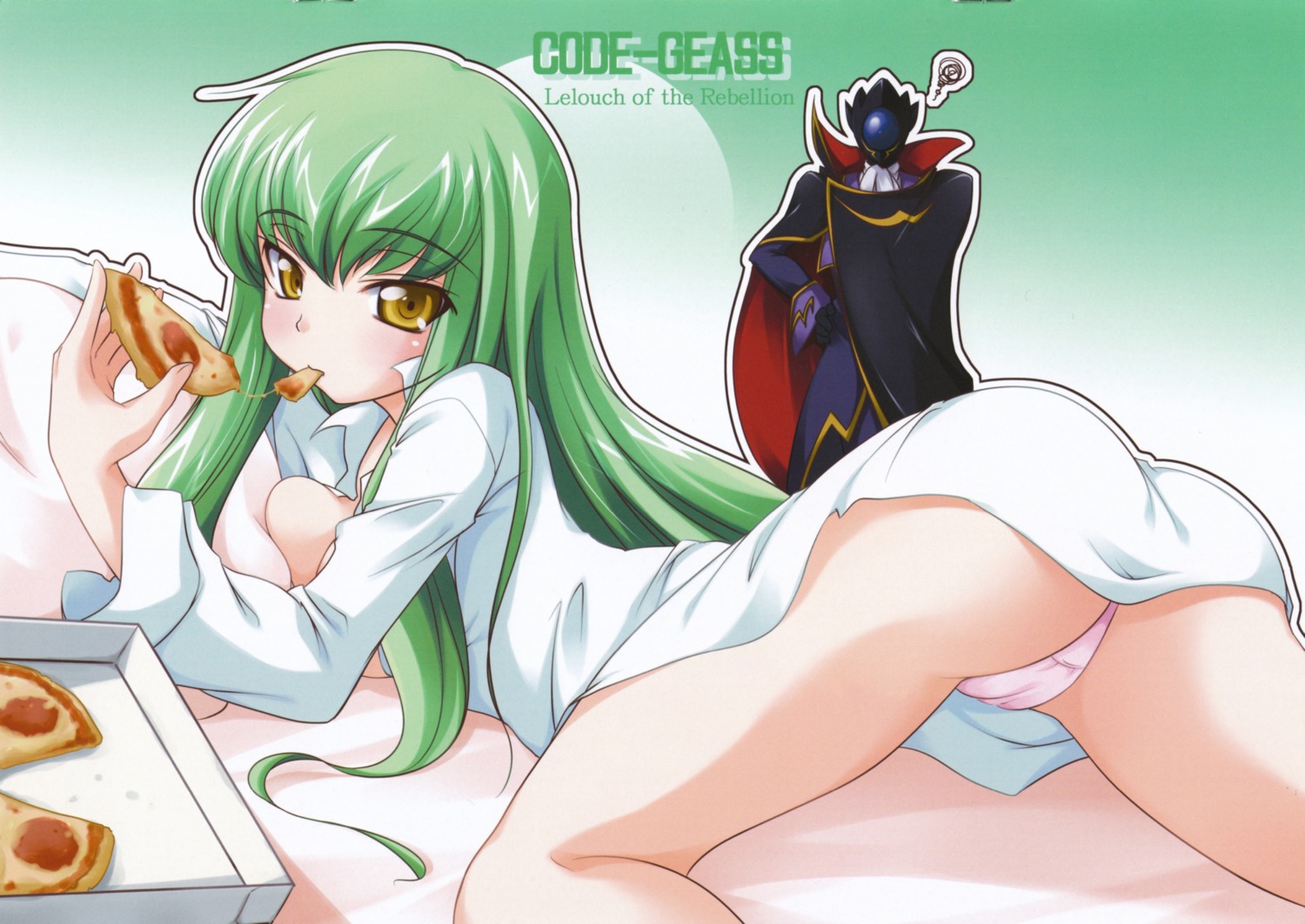 c.c. cleavage code_geass dress_shirt pantsu suzutsuki zero_(code_geass)