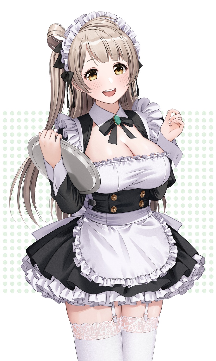 cleavage love_live! love_live!_(series) maid minami_kotori stockings thighhighs utamo_(utautamomo) waitress