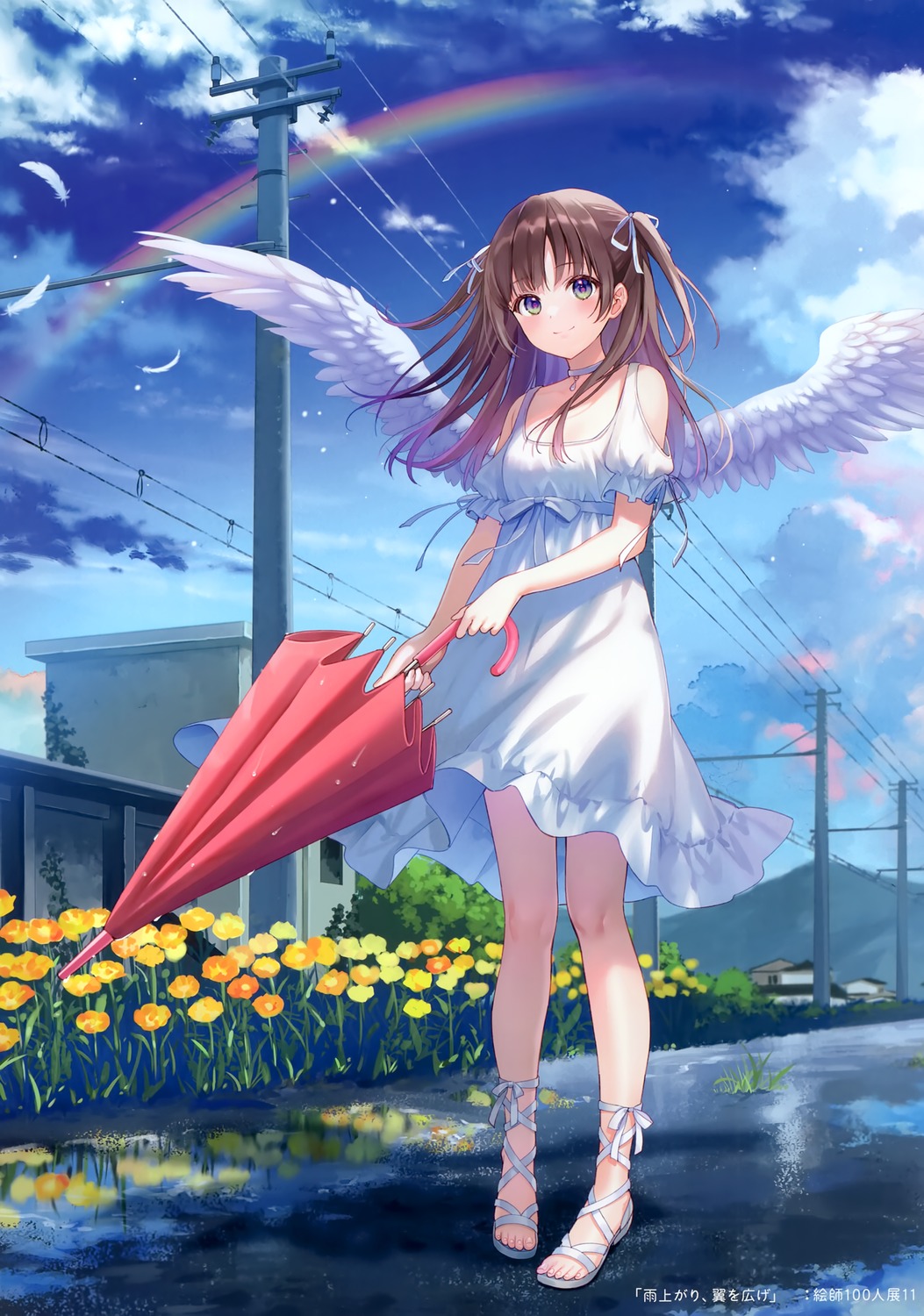 angel dress fukahire_sanba ruinon summer_dress umbrella wings