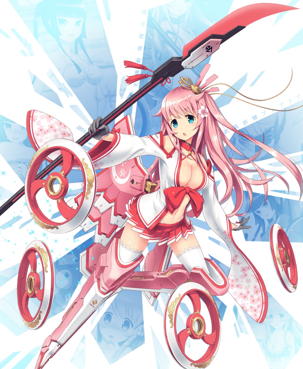 asian_clothes cleavage daizo mecha_musume thighhighs weapon