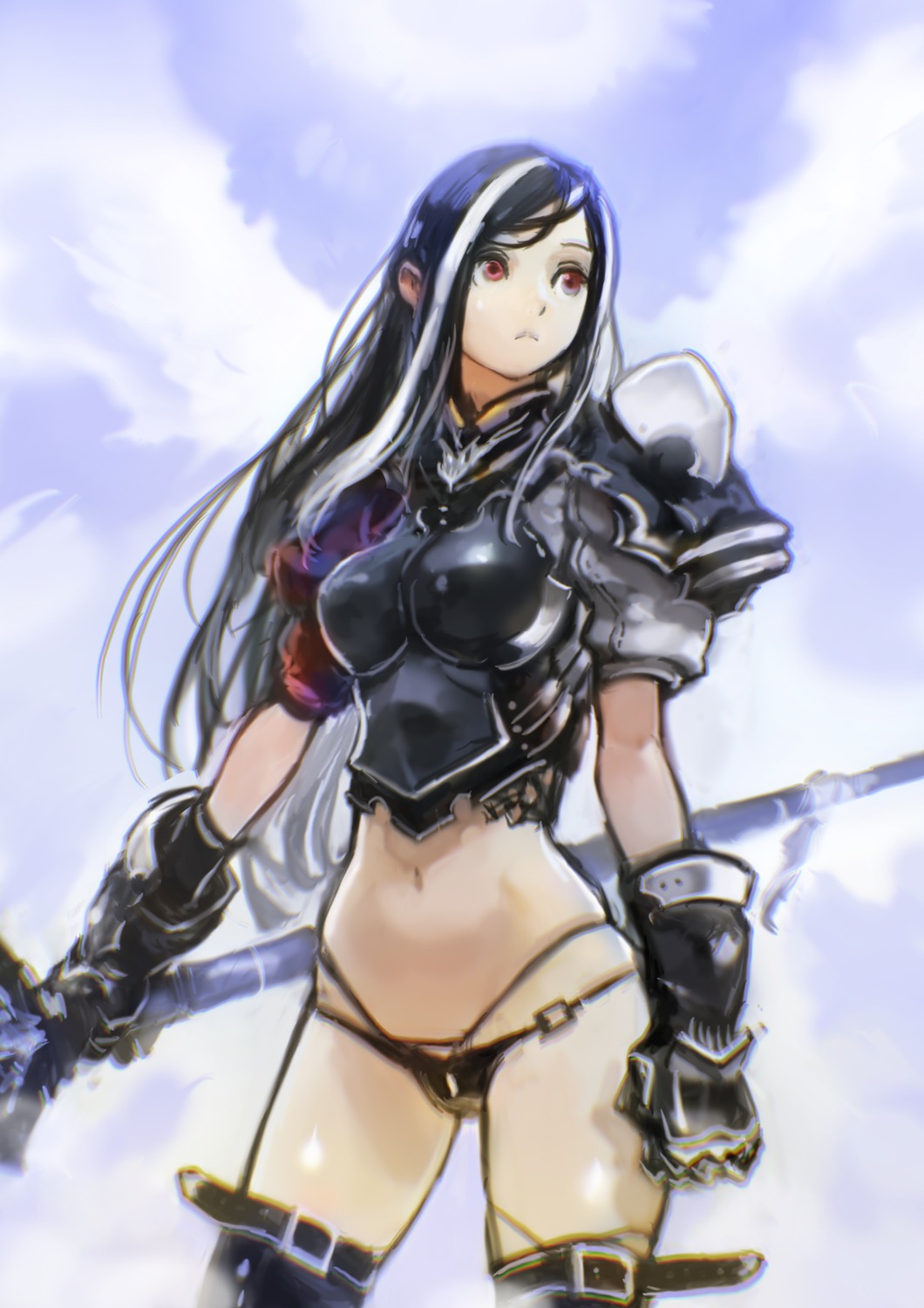 armor okuto pantsu sword thighhighs