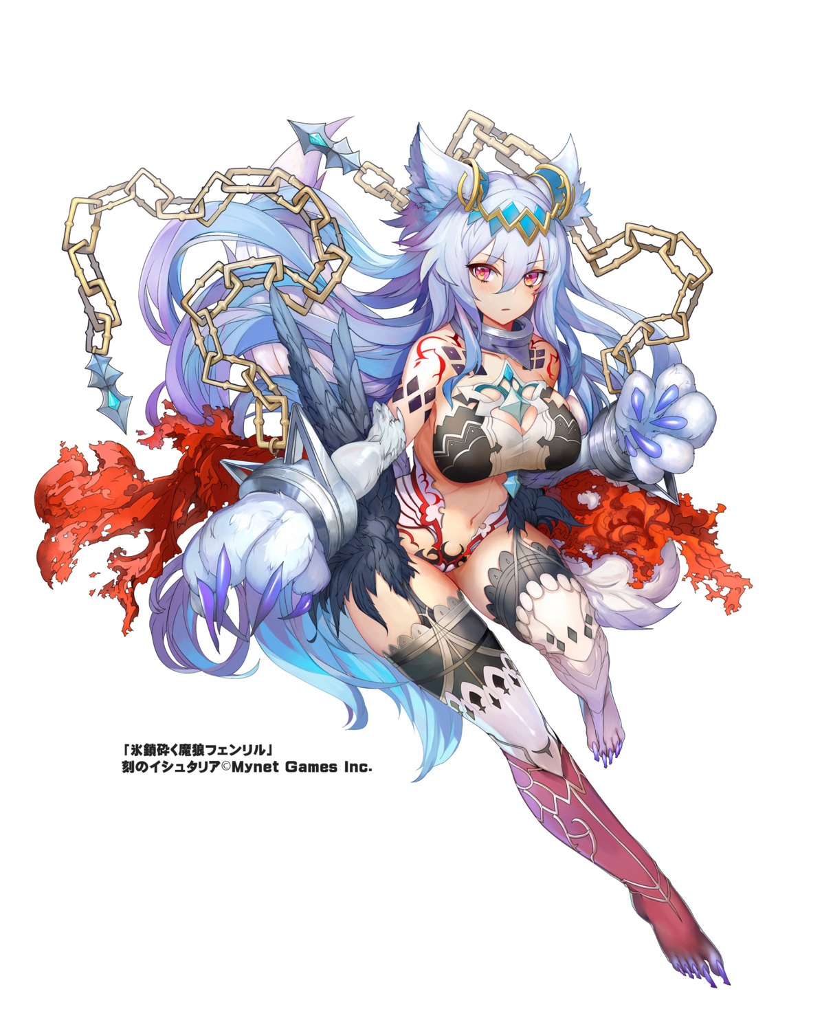 animal_ears bra cleavage koku_no_ishtaria leotard monster_girl pupps stockings tattoo thighhighs wings