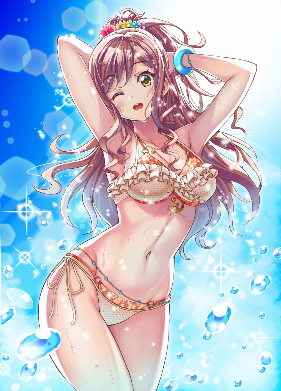 bang_dream! bikini cleavage imai_lisa kenkou_toshikou swimsuits wet