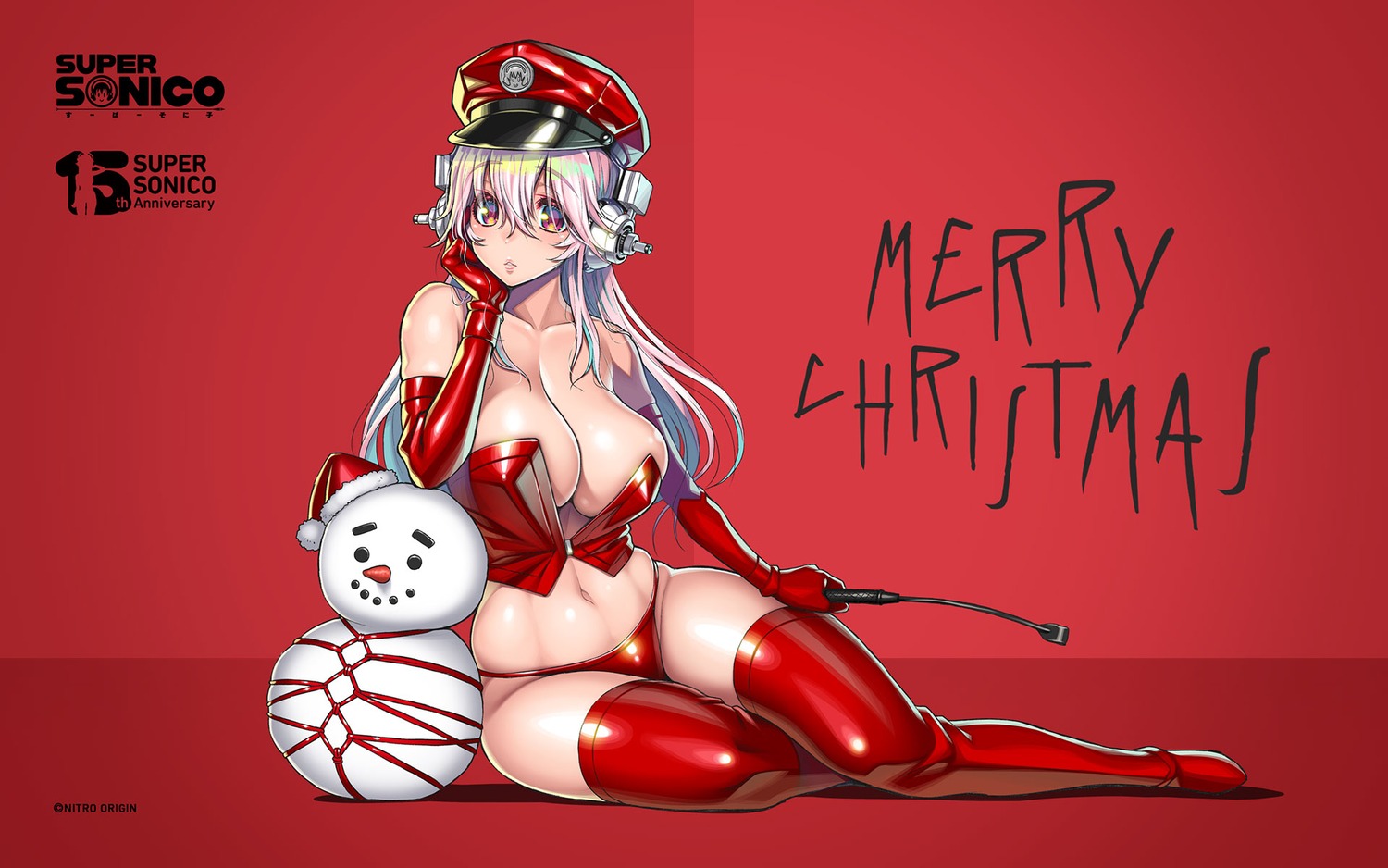 bondage christmas headphones pantsu sonico super_sonico thighhighs tsuji_santa wallpaper weapon