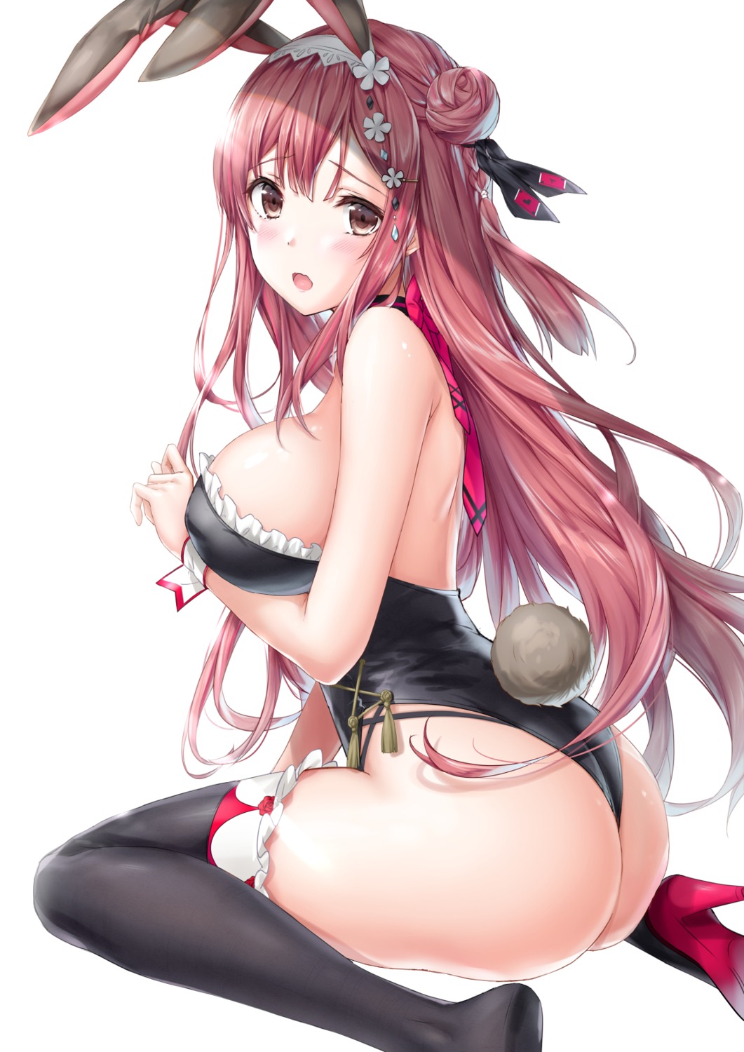 animal_ears ass bunny_ears bunny_girl heels kyariko no_bra tail thighhighs