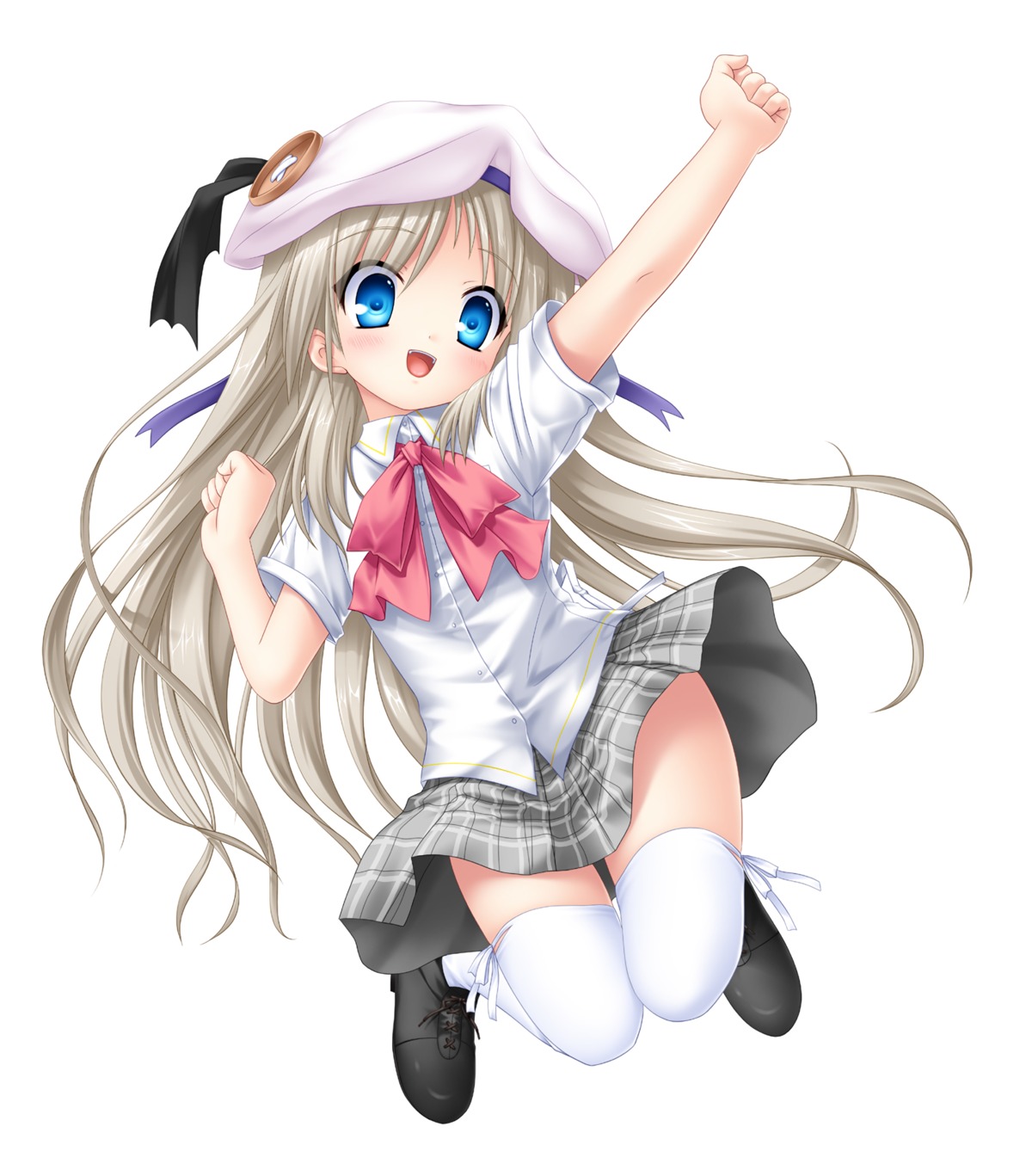 key kud_wafter little_busters! na-ga noumi_kudryavka seifuku skirt_lift thighhighs