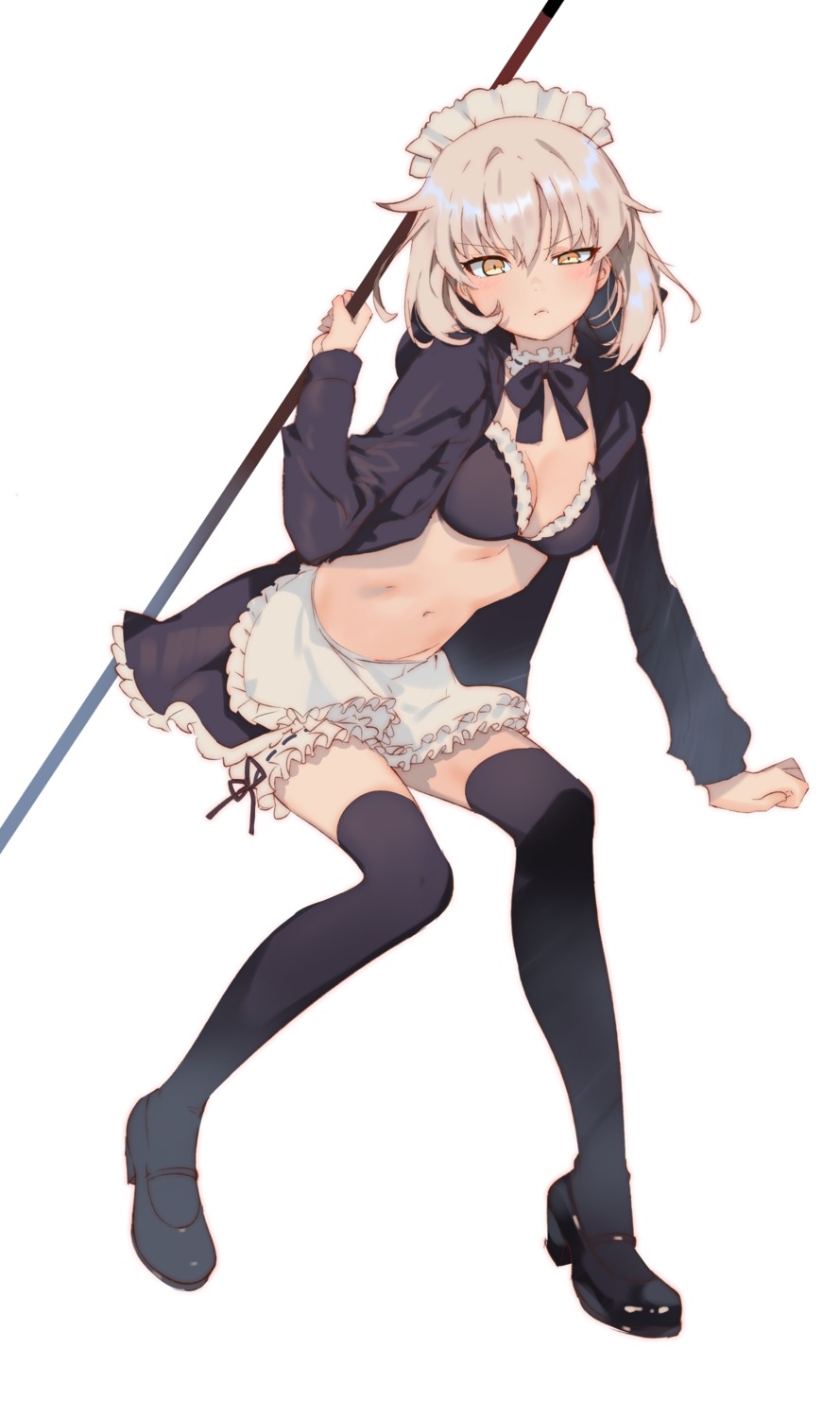 arutera bikini_top cleavage fate/grand_order garter heels maid open_shirt saber saber_alter swimsuits thighhighs