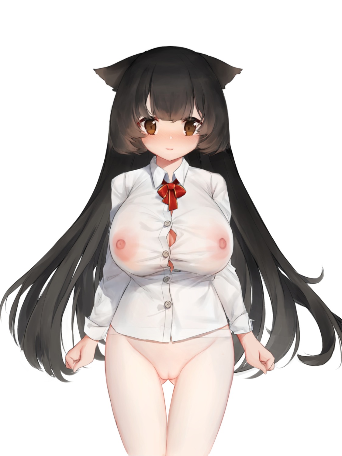 animal_ears nekomimi nipples no_bra nopan pantyhose pussy see_through seifuku yashemao_qishi