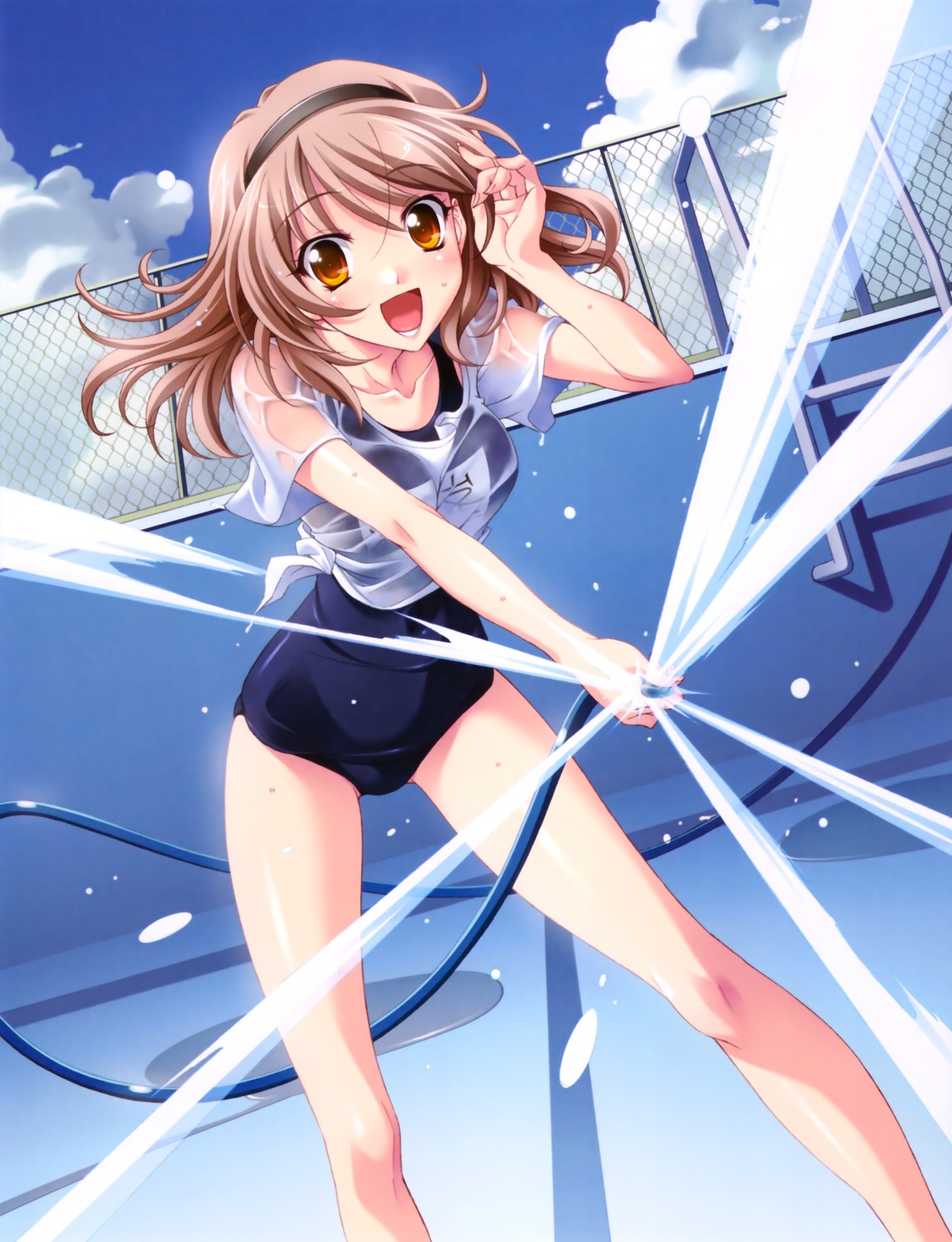 koshimizu_takayuki memories_off memories_off_6 school_swimsuit see_through swimsuits tohmine_ririsu wet_clothes