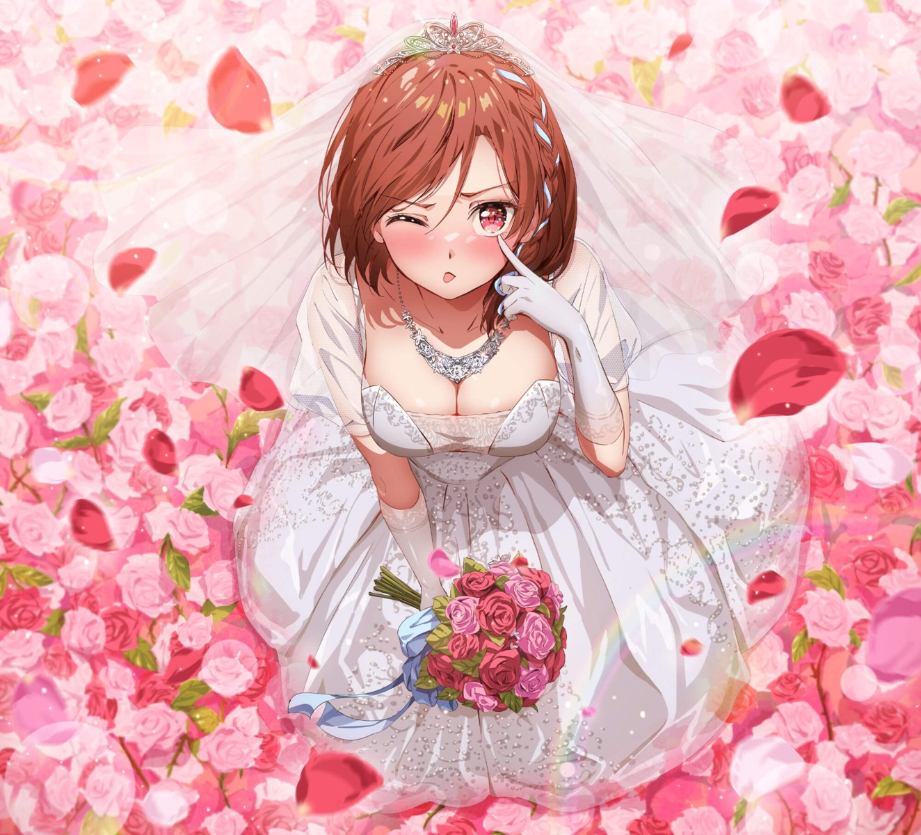 class_no_daikirai_na_joshi_to_kekkon_suru_koto_ni_natta. dress narumi_nanami no_bra sakuramori_akane see_through wedding_dress