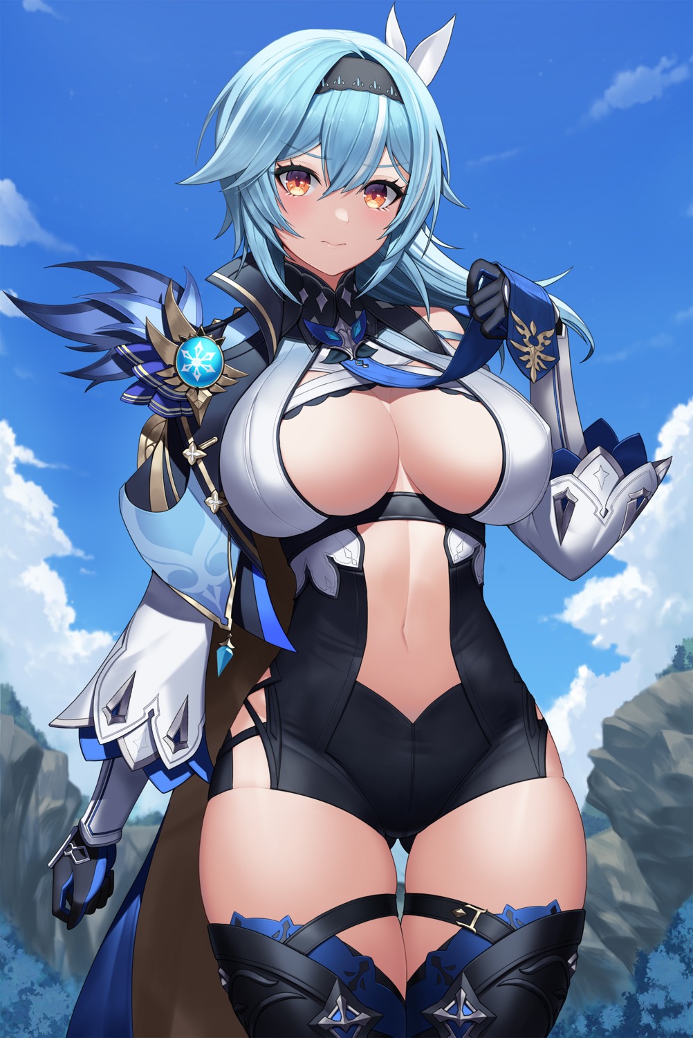 eula garter genshin_impact morung no_bra thighhighs