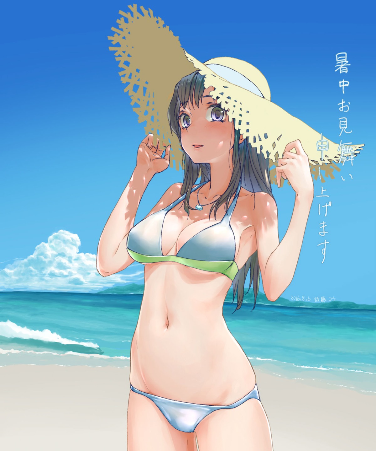 bikini cleavage satou_kou swimsuits