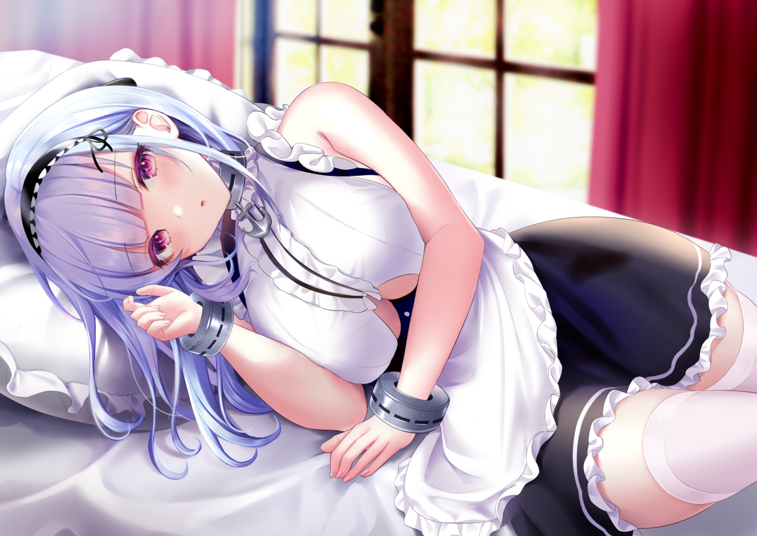 azur_lane dido_(azur_lane) maid no_bra pontaro thighhighs