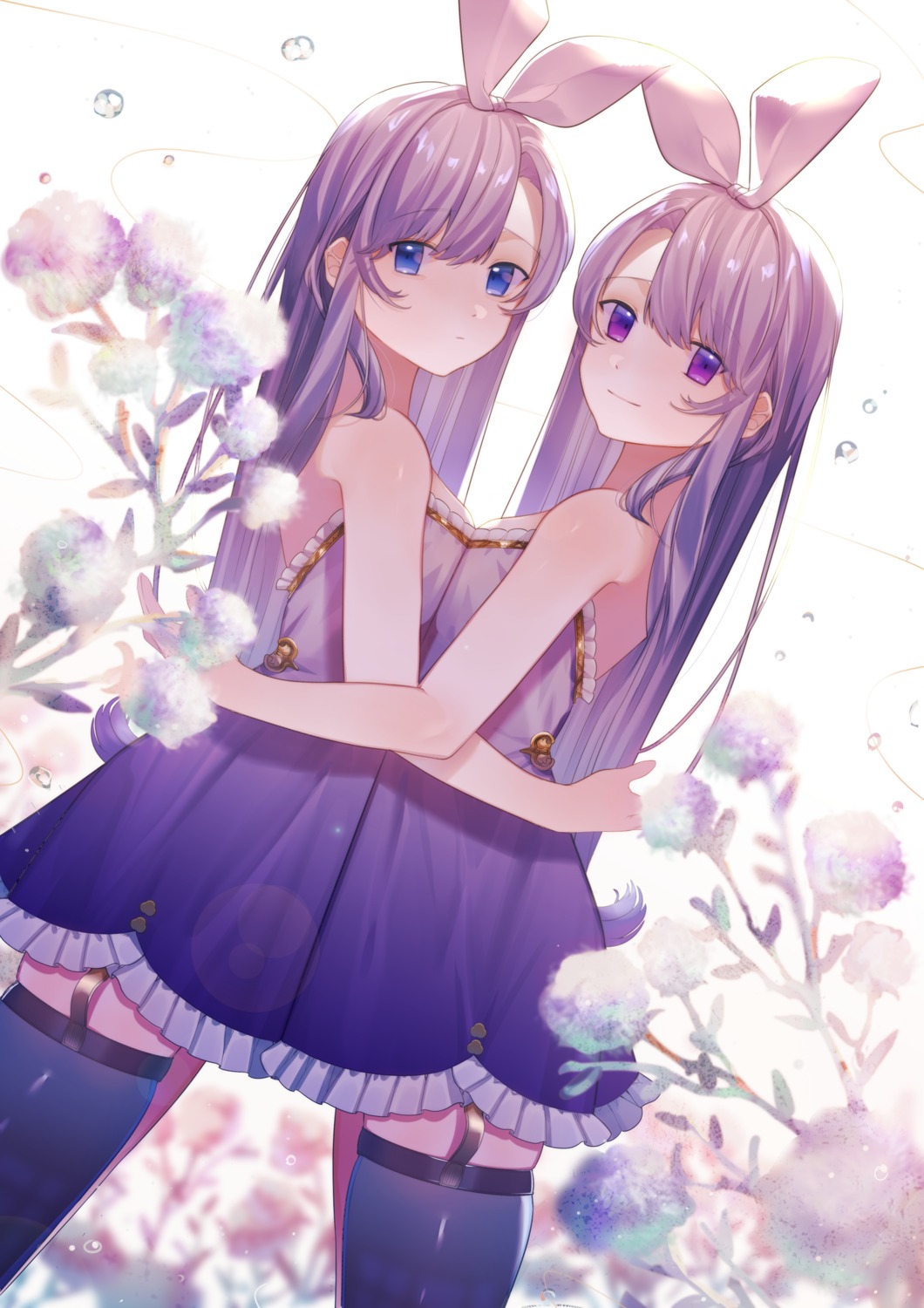 simanerikotton dress stockings symmetrical docking thighhighs yuri ...