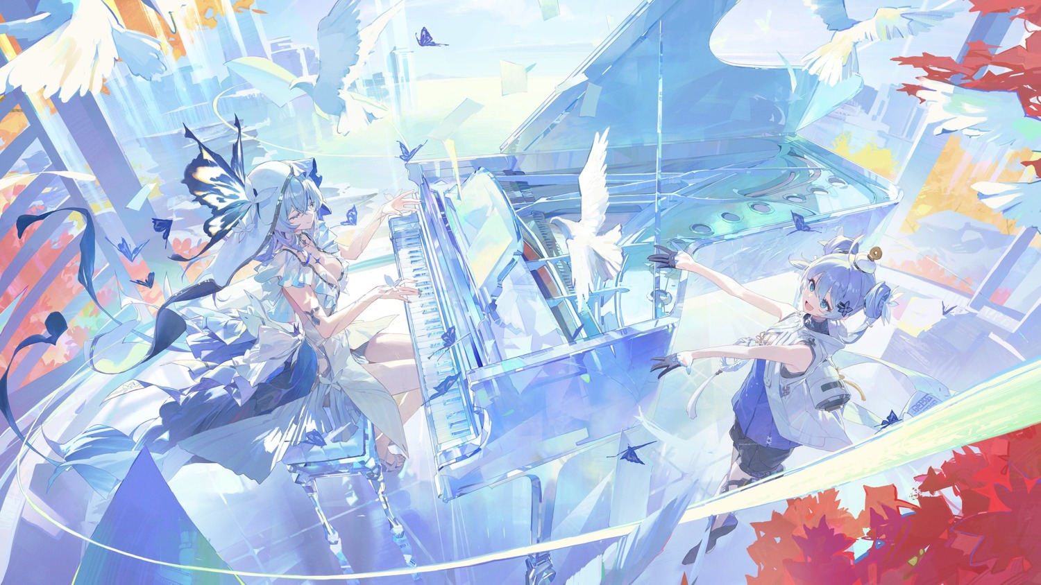 asian_clothes dress garter heels mossi no_bra see_through shorekeeper wuthering_waves youhu