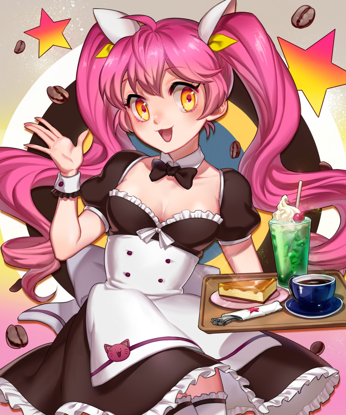 anzumame cleavage maid thighhighs