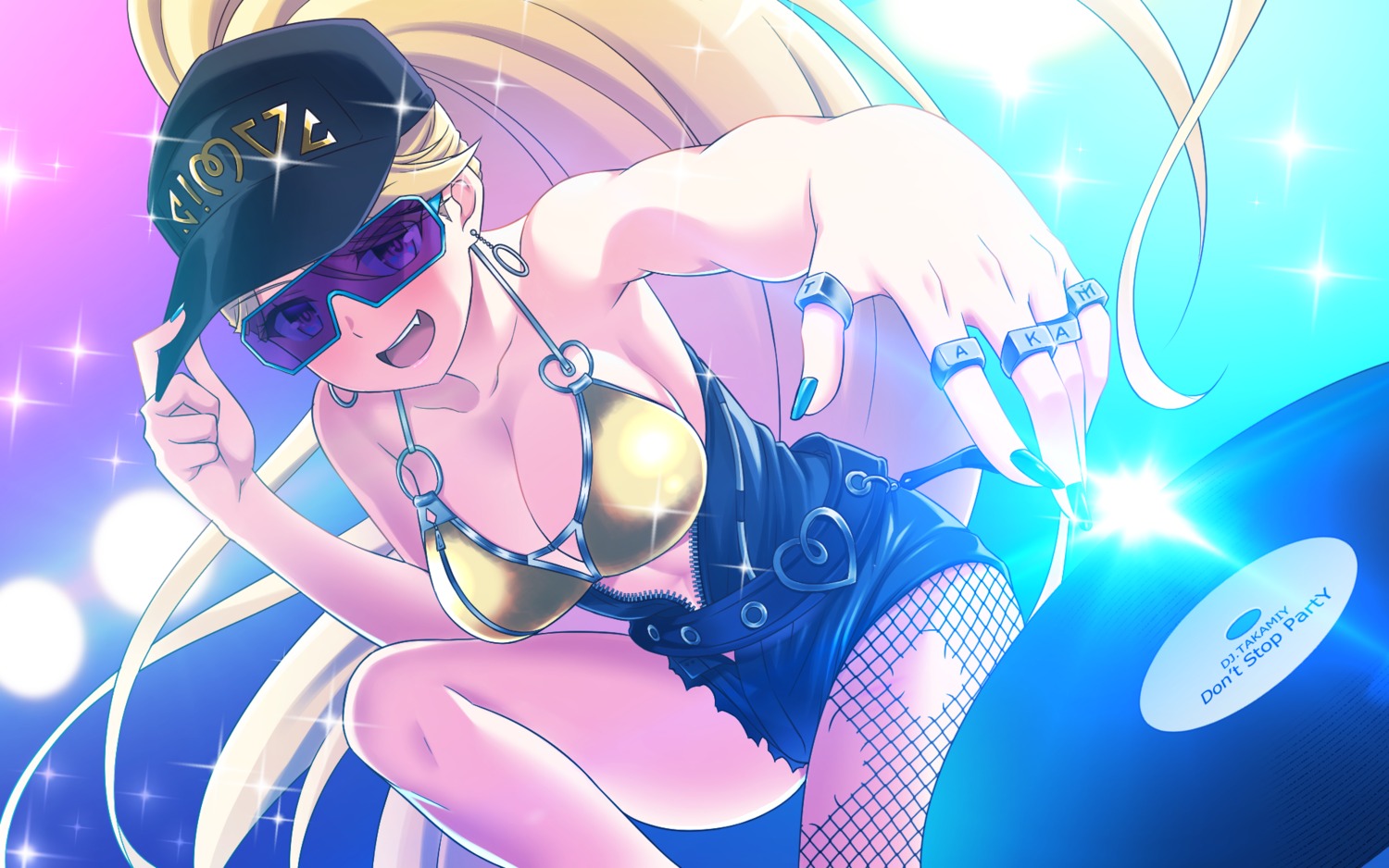 bikini_top fishnets megane nijisanji nijisanji_seeds swimsuits takamiya_rion takeya_yu-ki torn_clothes wallpaper