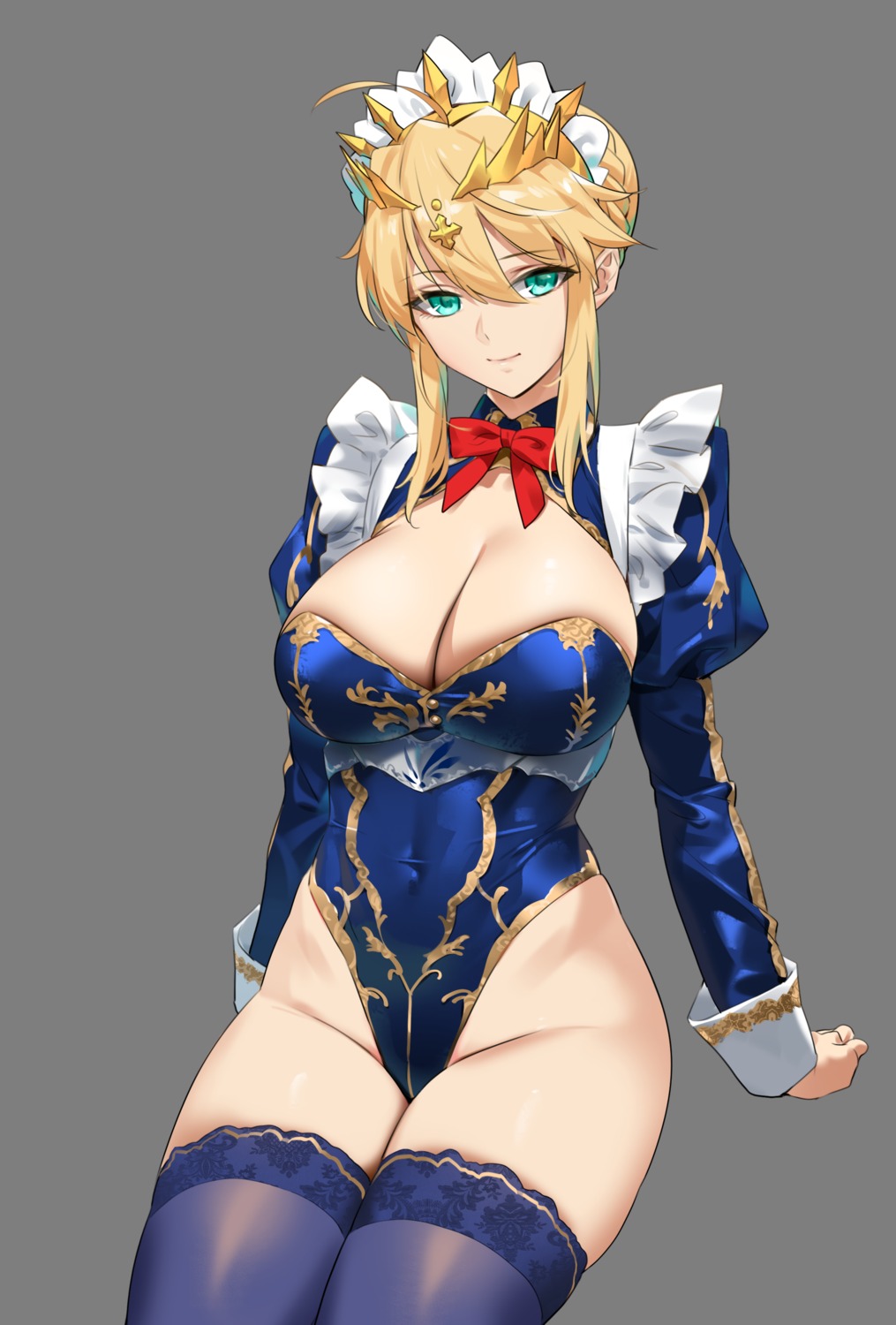 artoria_pendragon_(lancer) fate/grand_order leotard maid no_bra thighhighs transparent_png yd_(orange_maru)