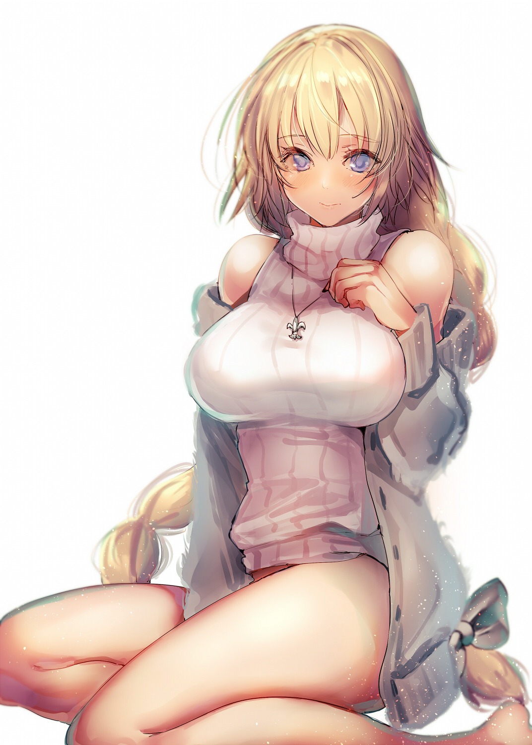 amane_ruri breast_hold fate/grand_order jeanne_d'arc jeanne_d'arc_(fate) sweater