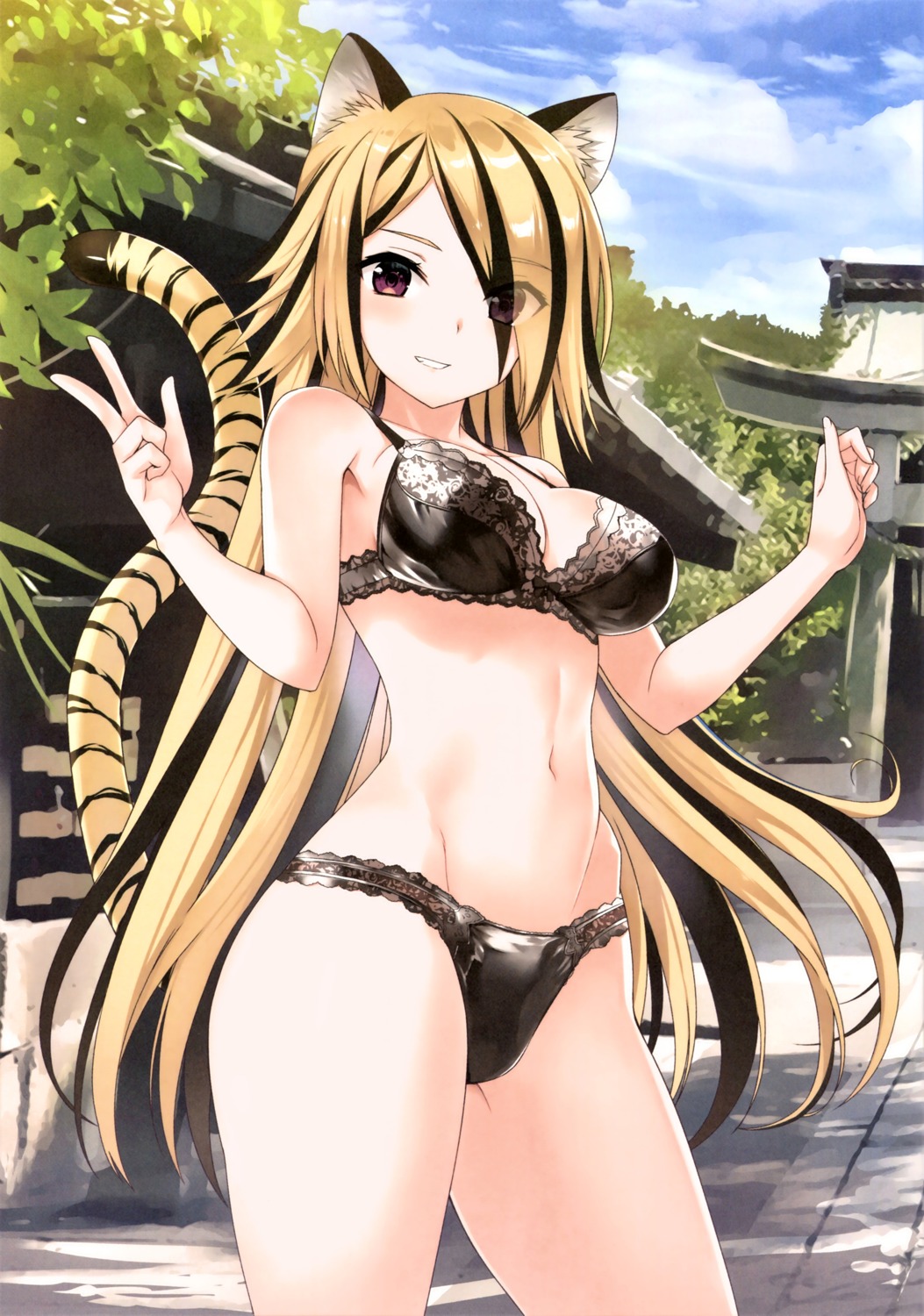 animal_ears bra cleavage koin nekomimi pantsu tail