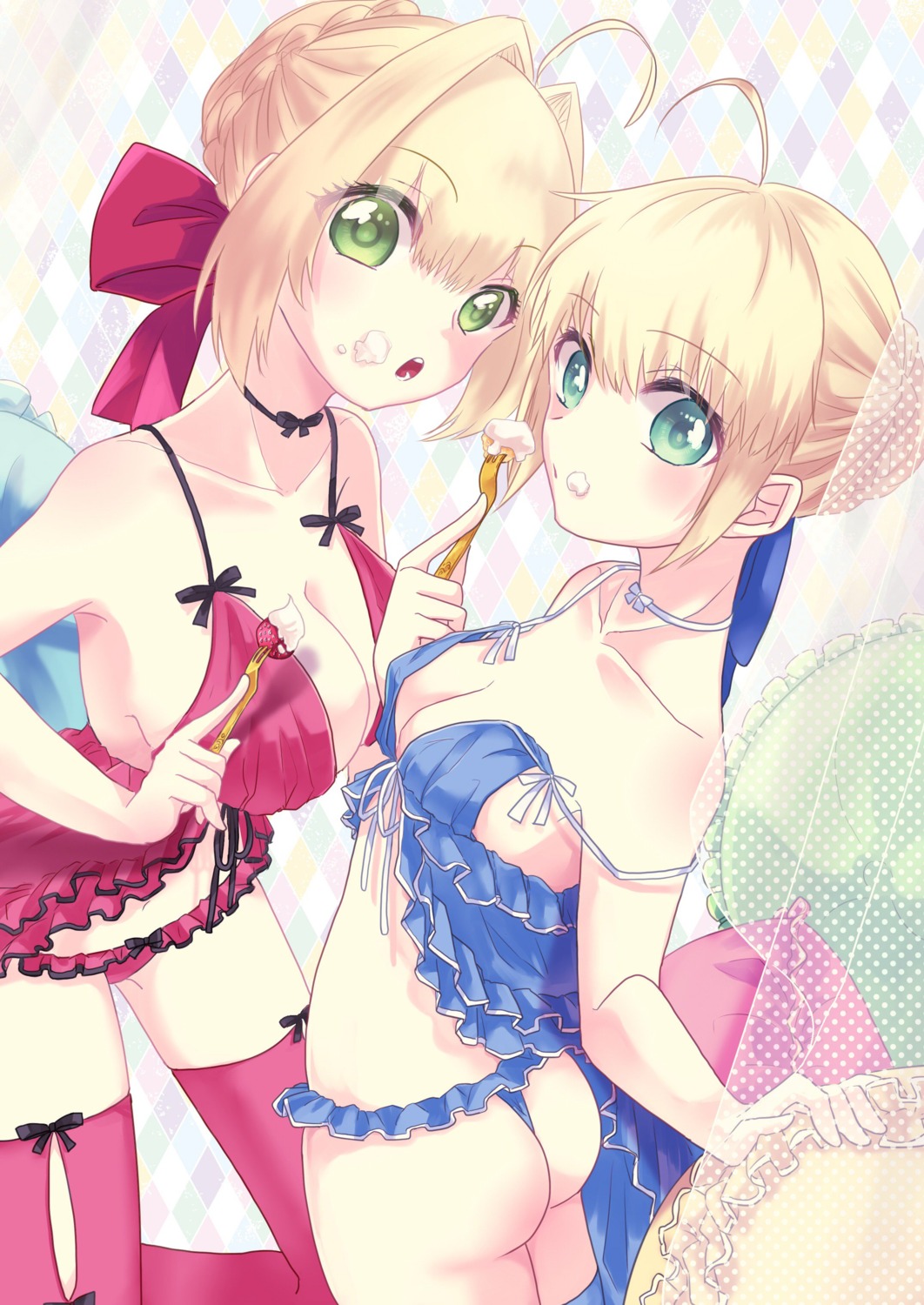 ass cleavage cream fate/extra fate/stay_night lingerie pantsu saber saber_extra tagme thighhighs thong