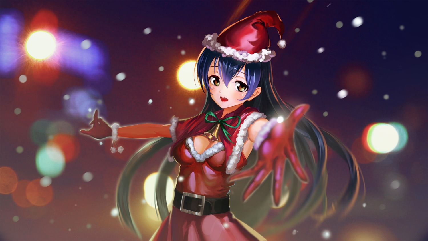 christmas cleavage dress love_live! sonoda_umi ushas wallpaper