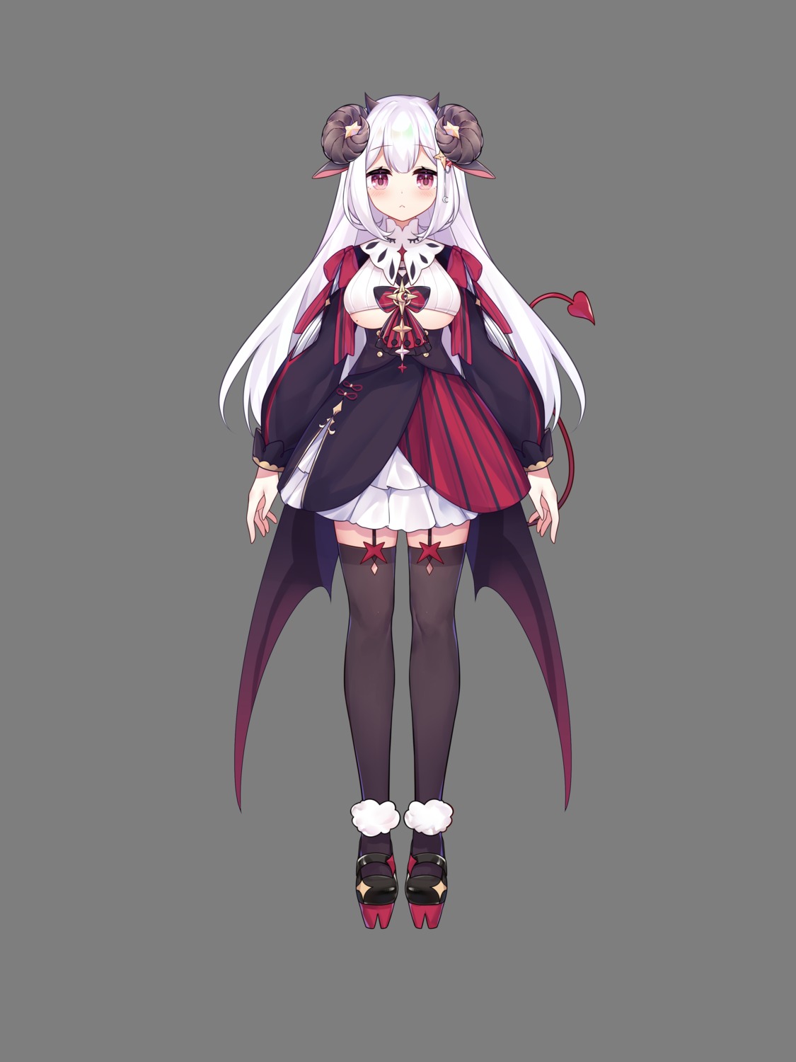 animal_ears devil dress eta horns no_bra stockings tail thighhighs transparent_png wings