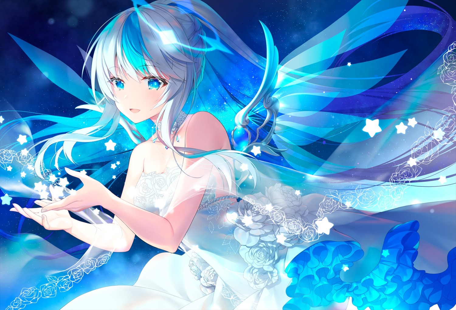 dress emori_miku_project eureka_iris garter kagachi_saku see_through skirt_lift wings