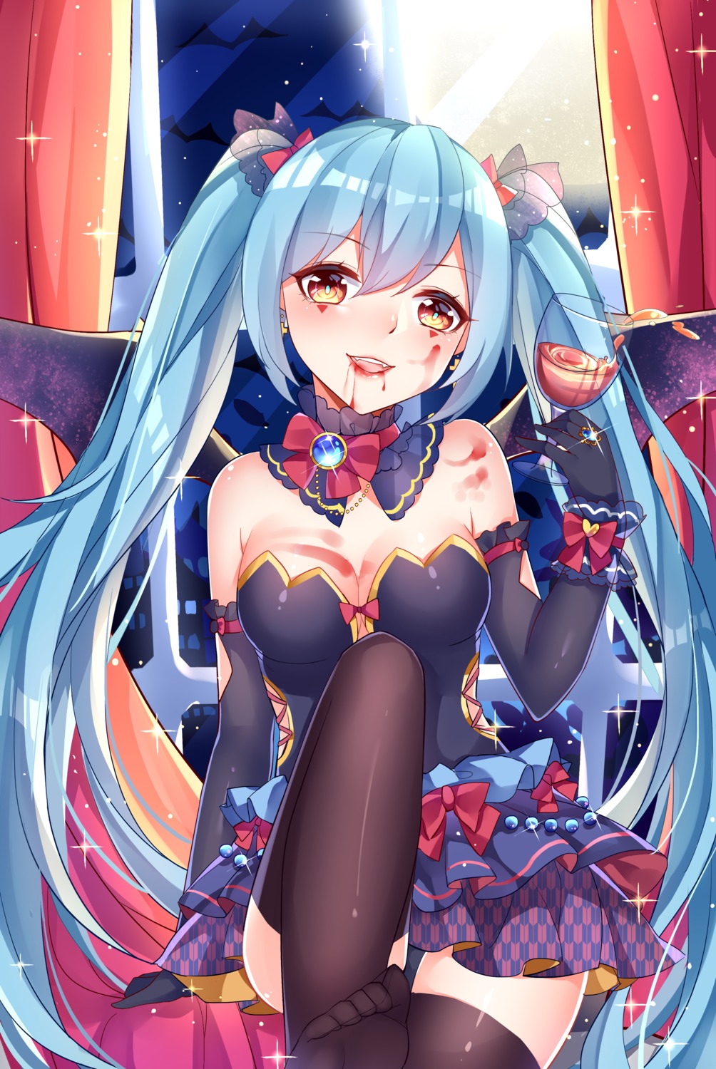 blood chuor_(chuochuoi) cleavage feet hatsune_miku pantsu thighhighs vocaloid wings