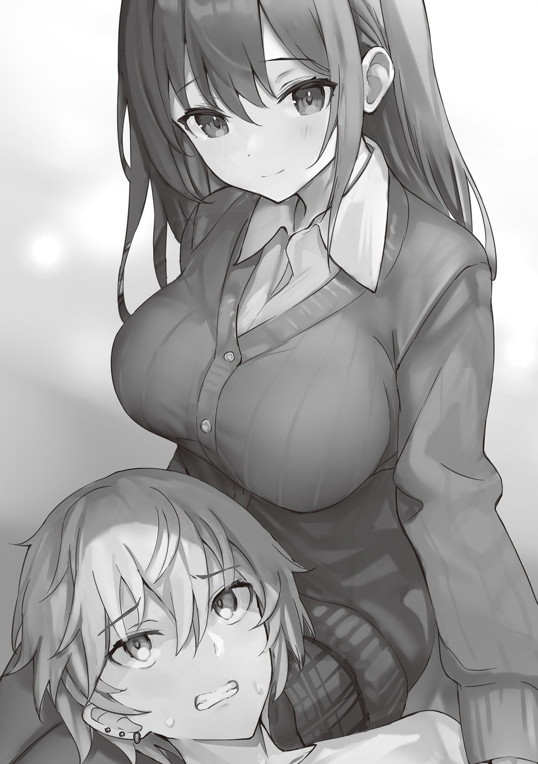 danshi_kinsei_game_sekai_de_ore_ga_yarubeki_yuiitsu_no_koto haishiki monochrome pantyhose seifuku sweater